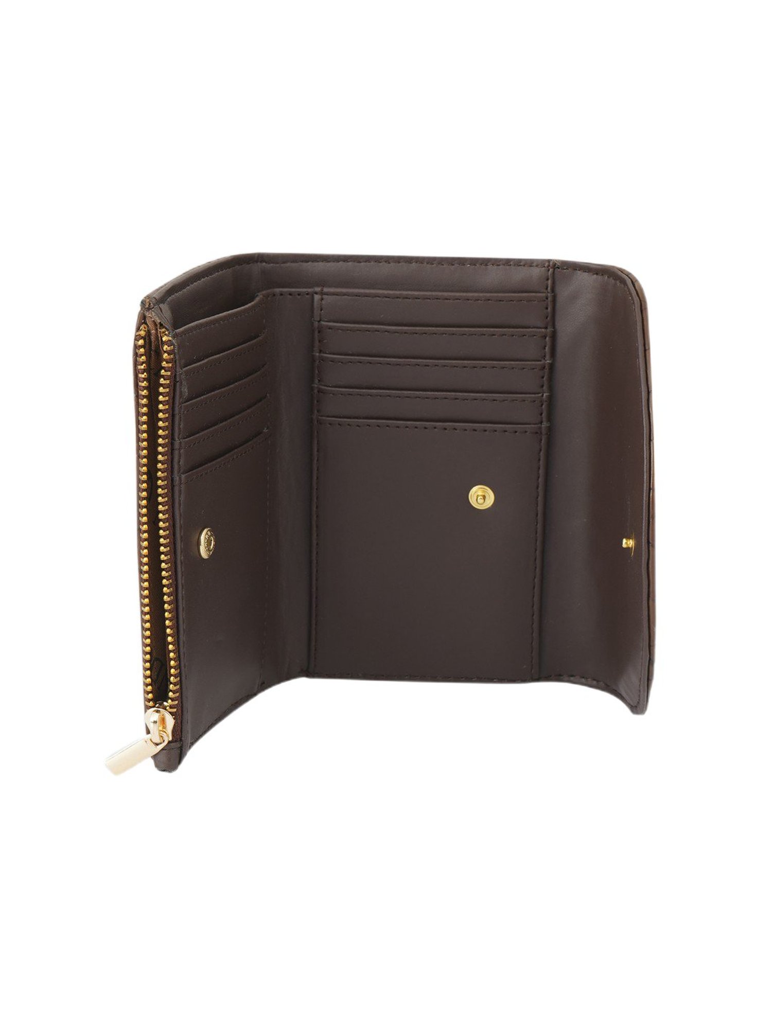 Carlton London Brown Textured Small Tri-Fold Wallet for Women