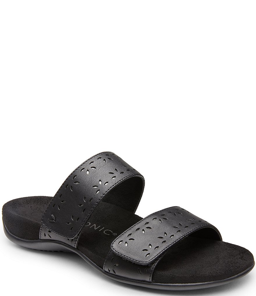 Vionic Randi Perforated Leather Slide Sandals