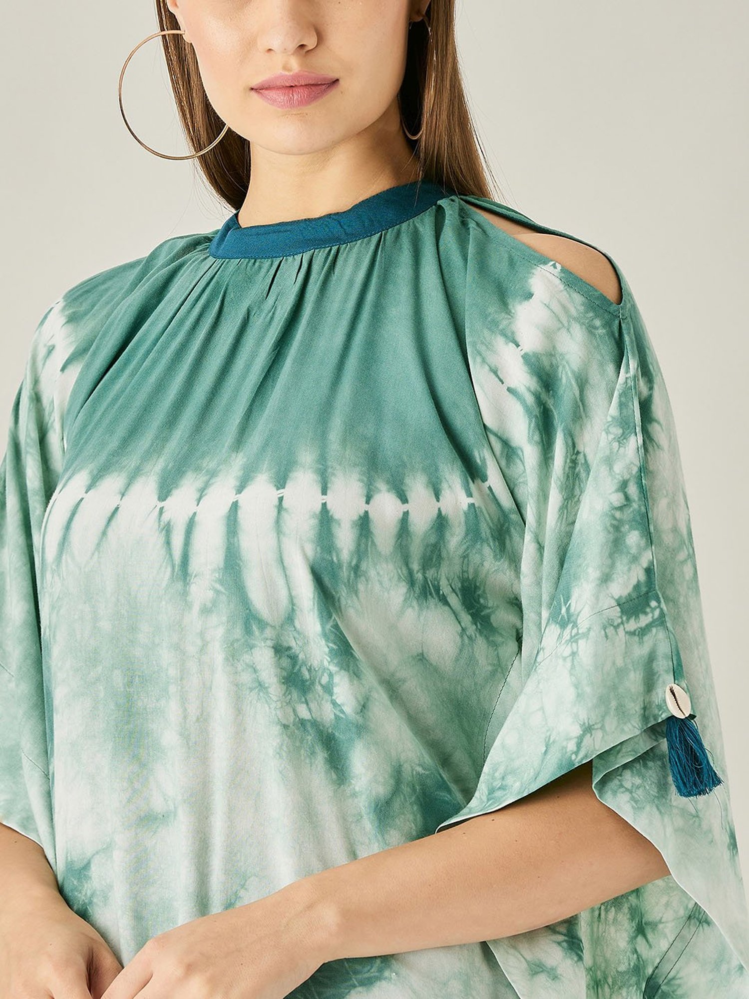 The Kaftan Company Green Tie-Dye Kaftan Top
