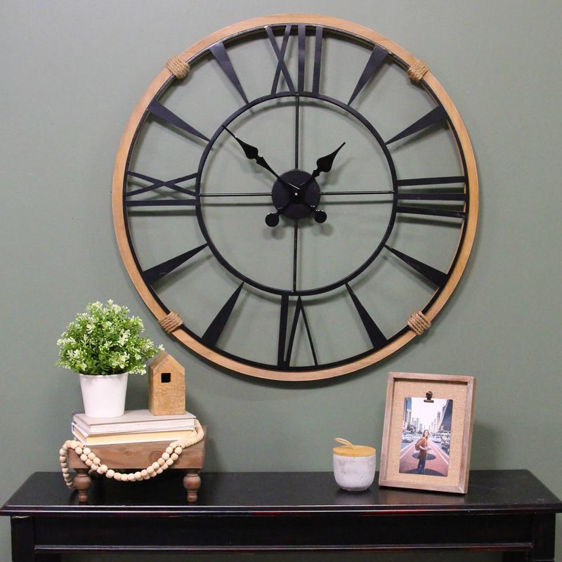 29.5" Columbus Wall Clock Natural/Black - Stratton Home Décor