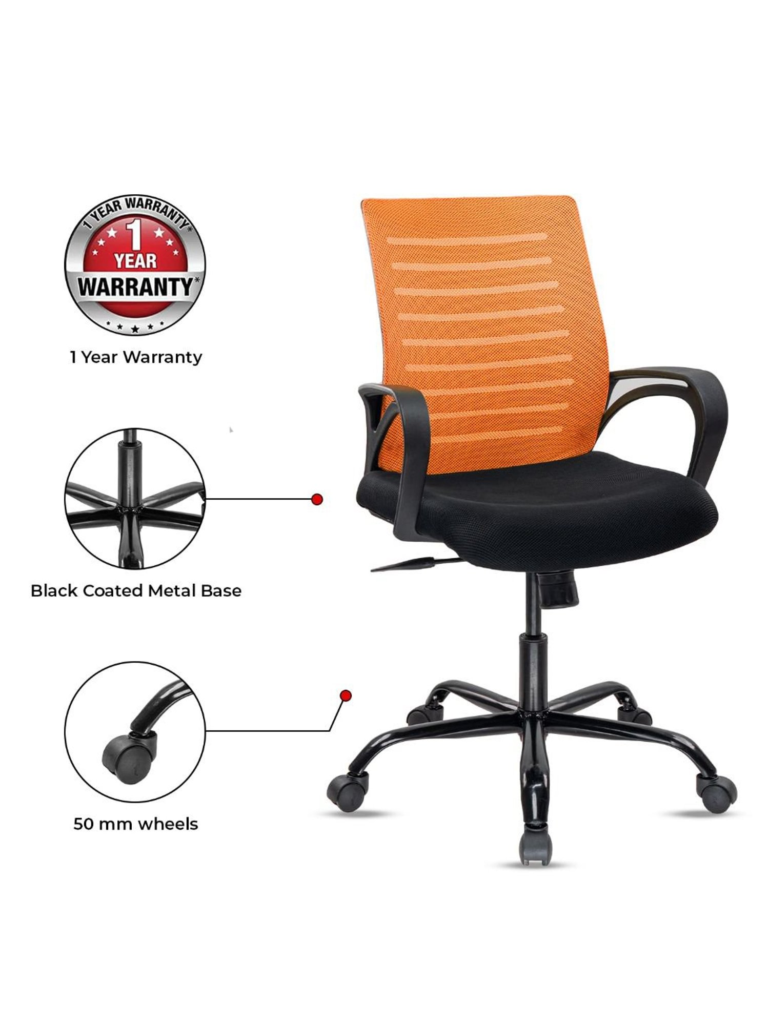 Green Soul Atom Black & Orange Foam Ergonomic Office Chair