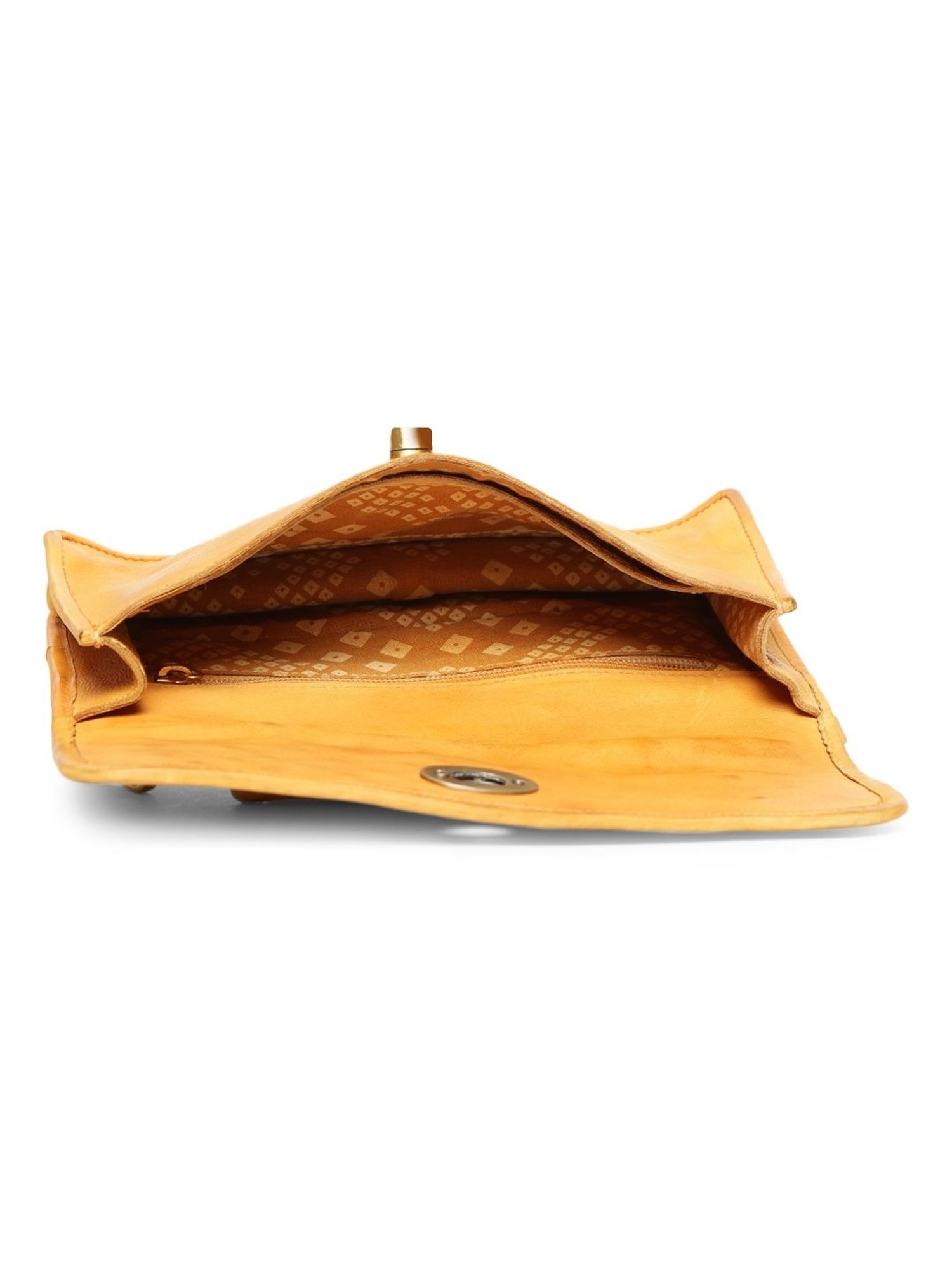 Art N Vintage Luminosa Mustard Yellow Leather Embellished Small Sling Handbag