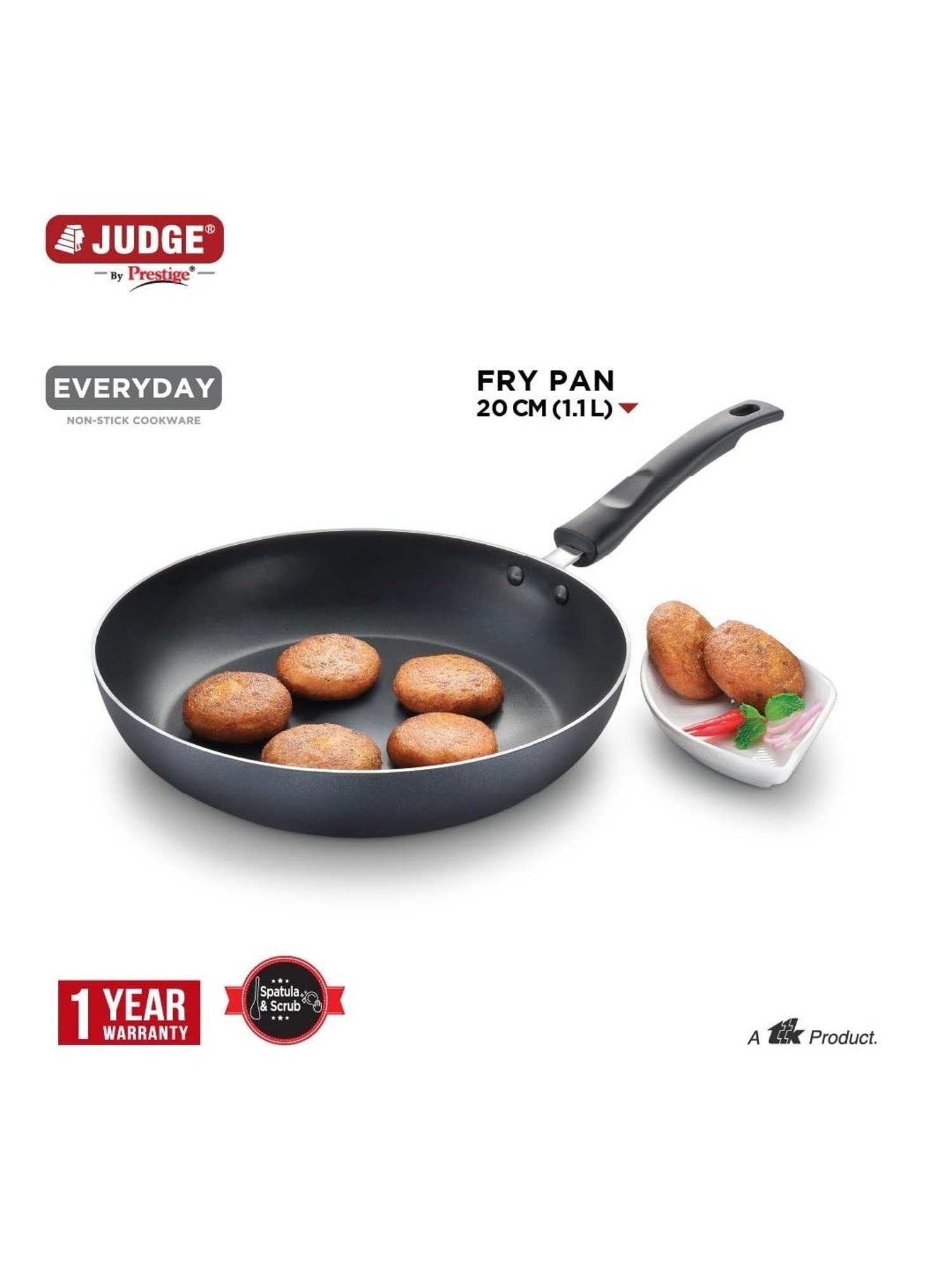 Judge by Prestige Everyday Black Aluminium Fry Pan 20 cm 1.1 L