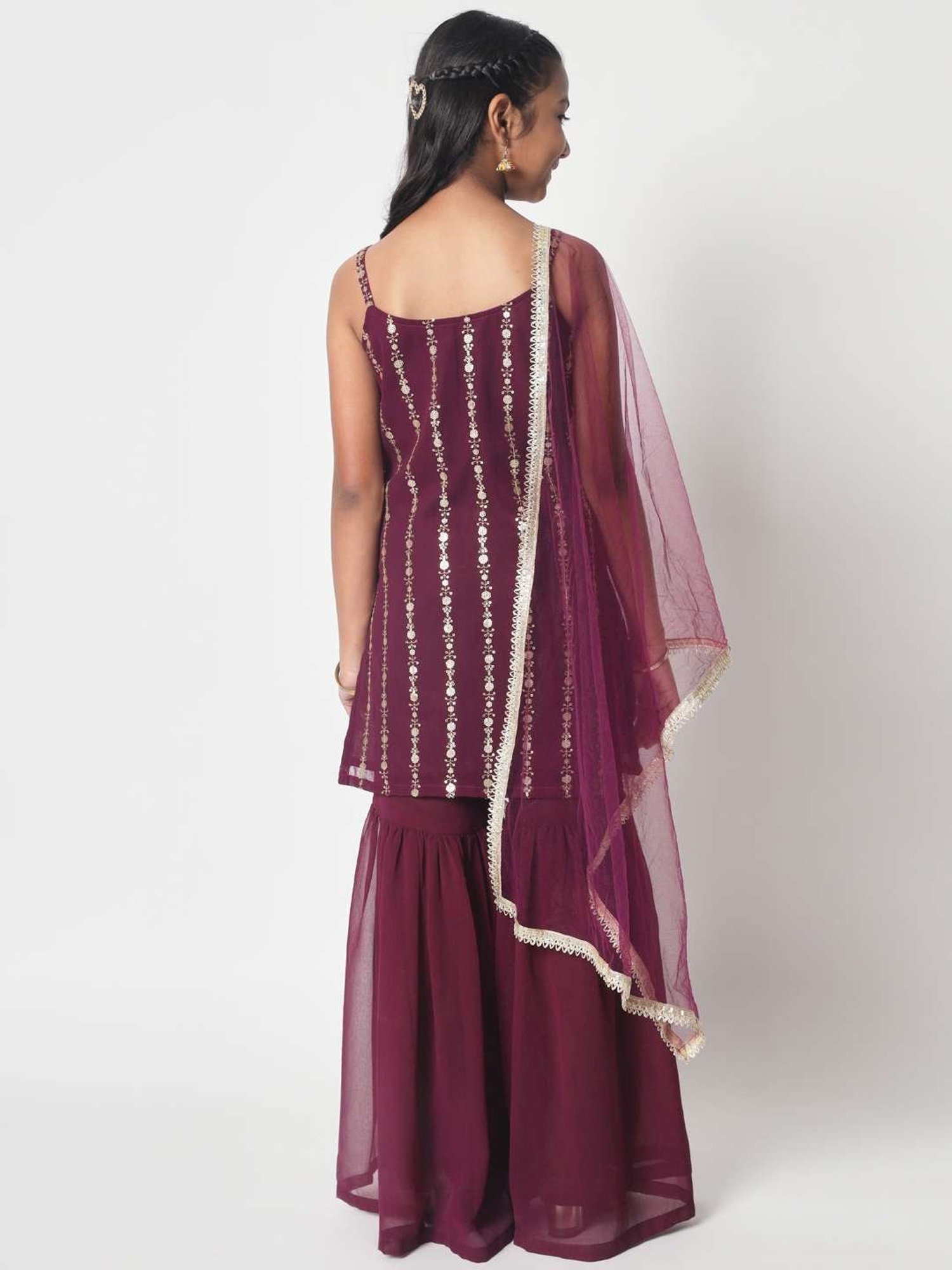 studiorasa Kids Purple Embroidered Kurti Set