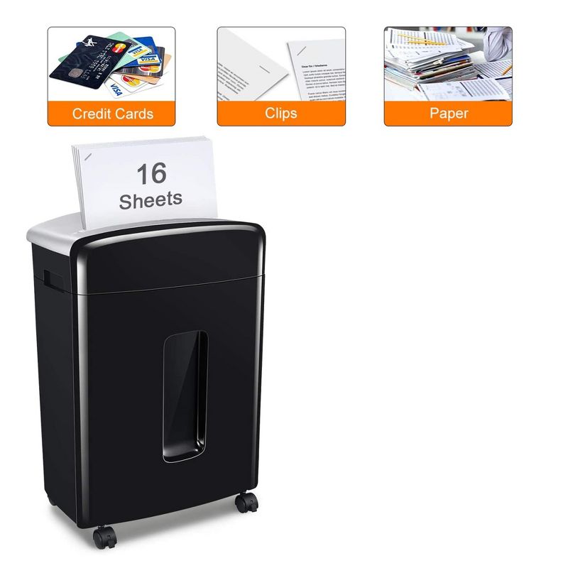 Bonsaii C222-B 16 Sheet High Security Micro Cut Credit Card and Paper Service Shredder w/ 6.6 Gallon PullOut Waste Basket For Homes & Offices, Black