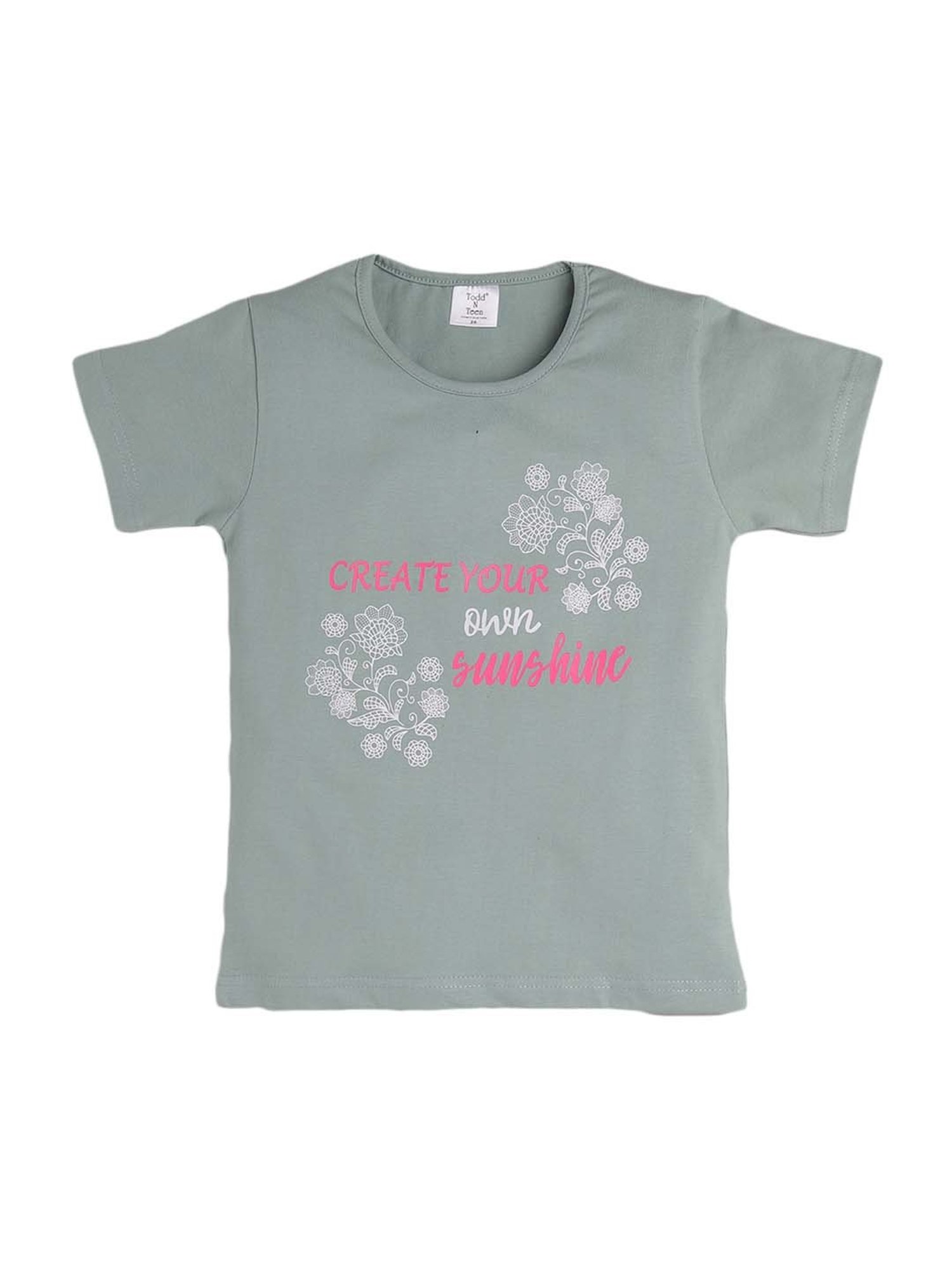 Todd N Teen Kids Mint Green Cotton Printed T-Shirt & Pyjamas