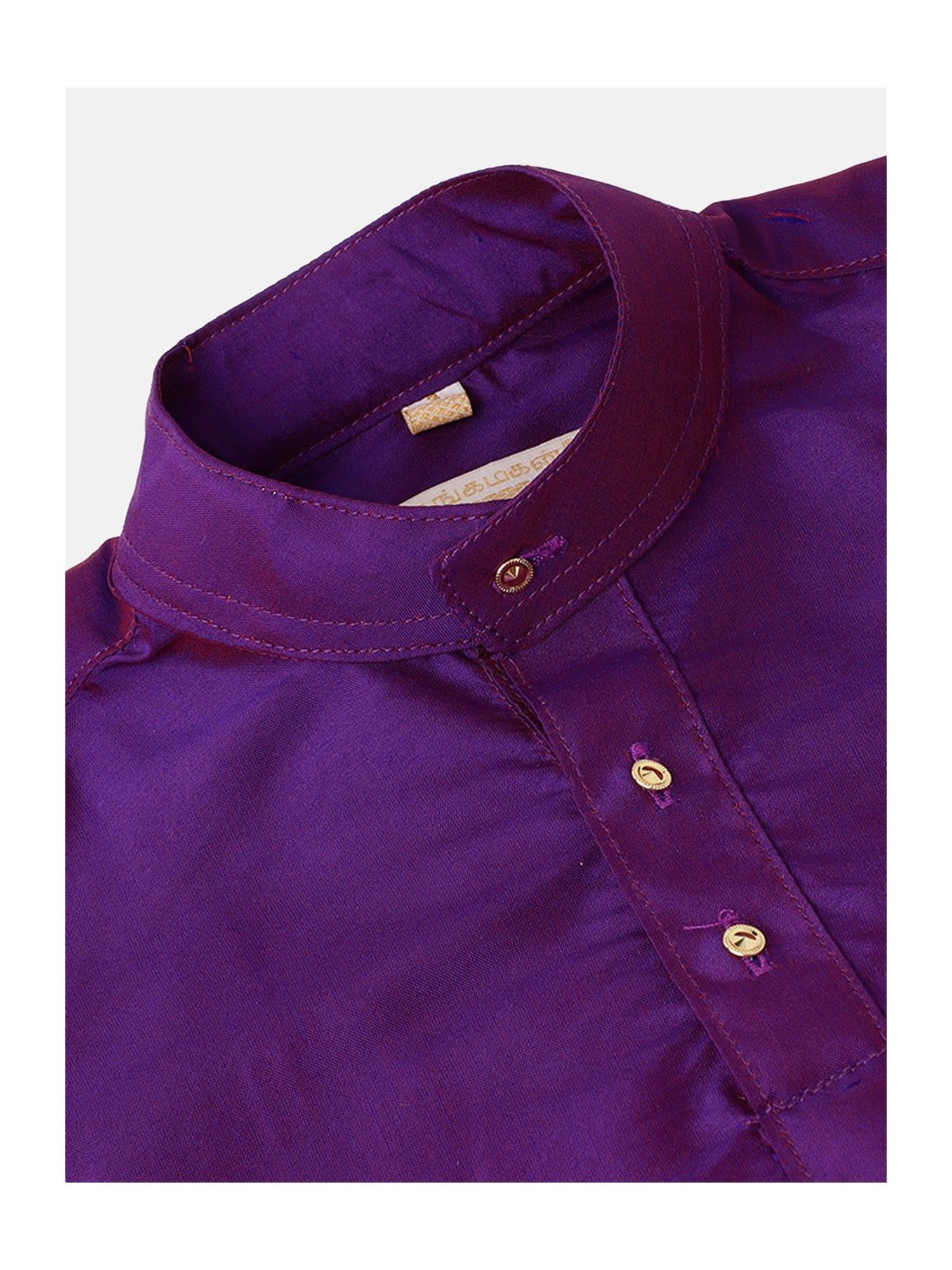 THANGAMAGAN Kids Dark Purple Solid Full Sleeves Kurta
