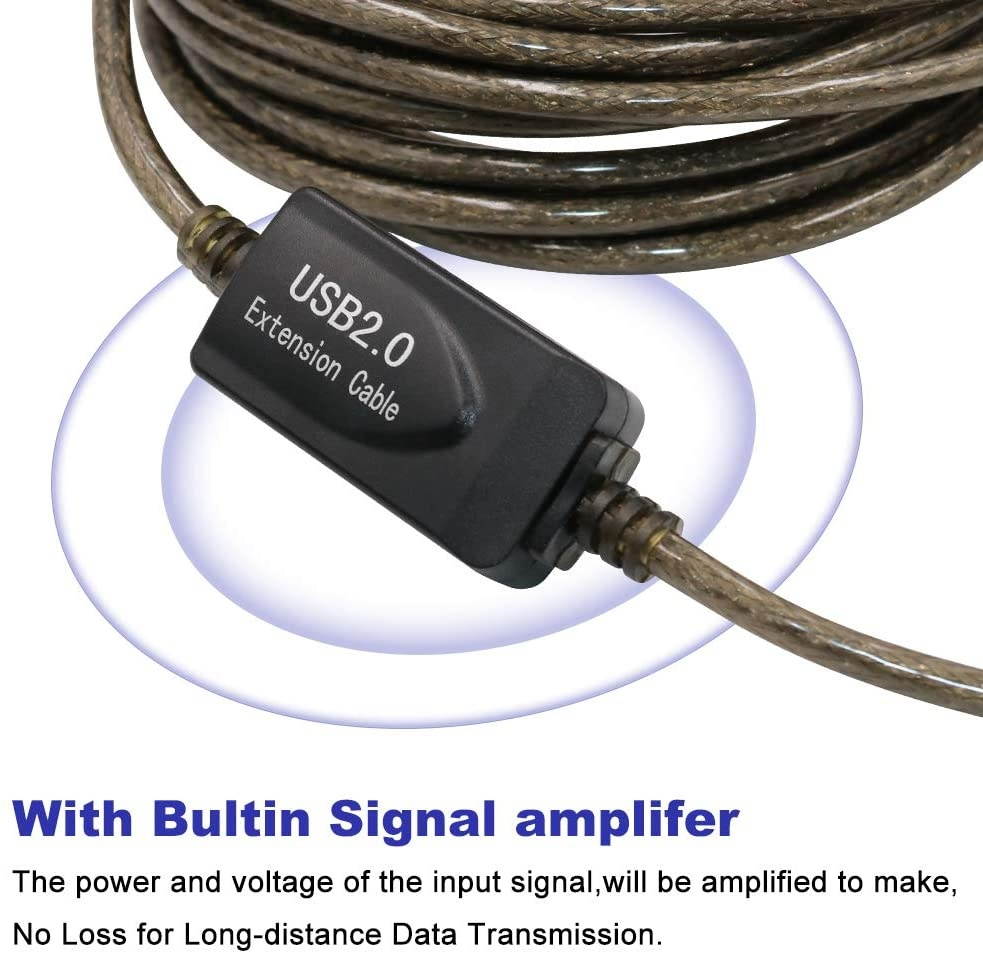 Printer Cable 100ft/30mYeung Qee Active Repeater USB 2.0 Type A Male to Type B Male Printer Scanner Cable for HP Canon Lexmark Epson Dell Xerox Samsung etc