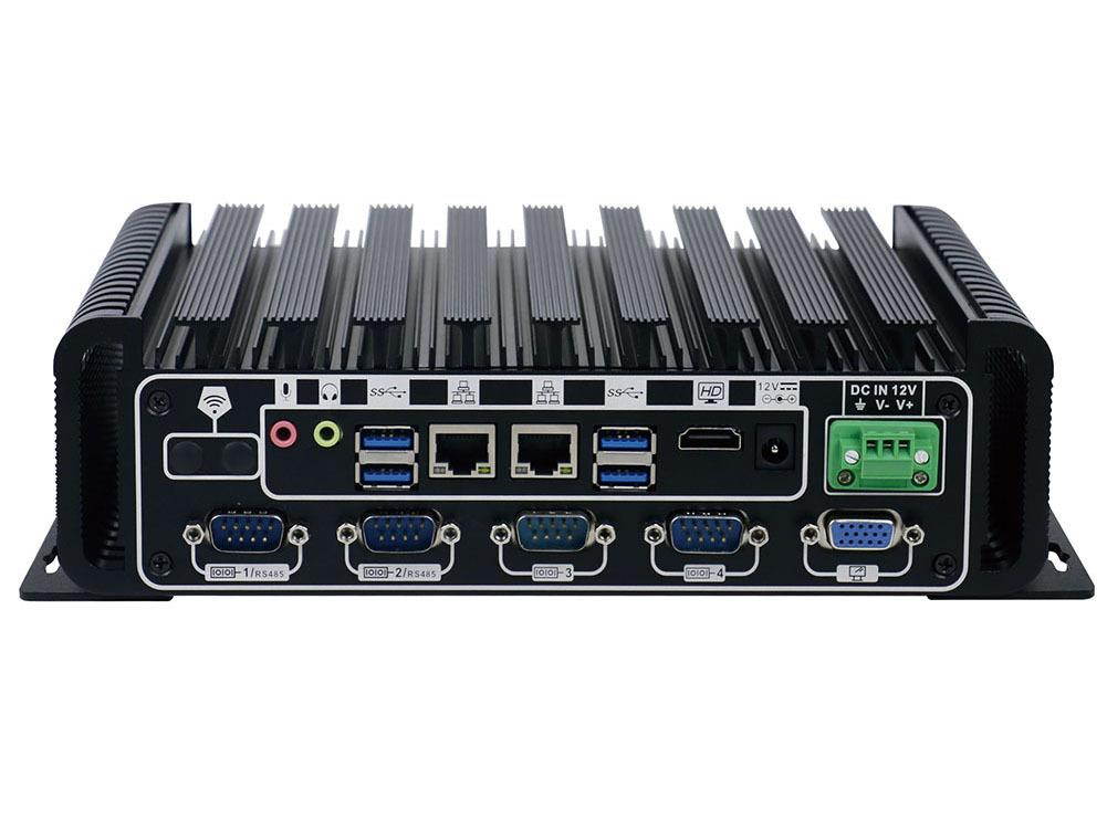 Fanless Industrial PC Rugged Computer IPC Mini PC Windows 10 Pro/ Linux with Intel Core I3 6100U 6 COM 2 Intel LAN 3G 4G WiFi Support SIM Slot 4G RAM 64G SSD Partaker I14