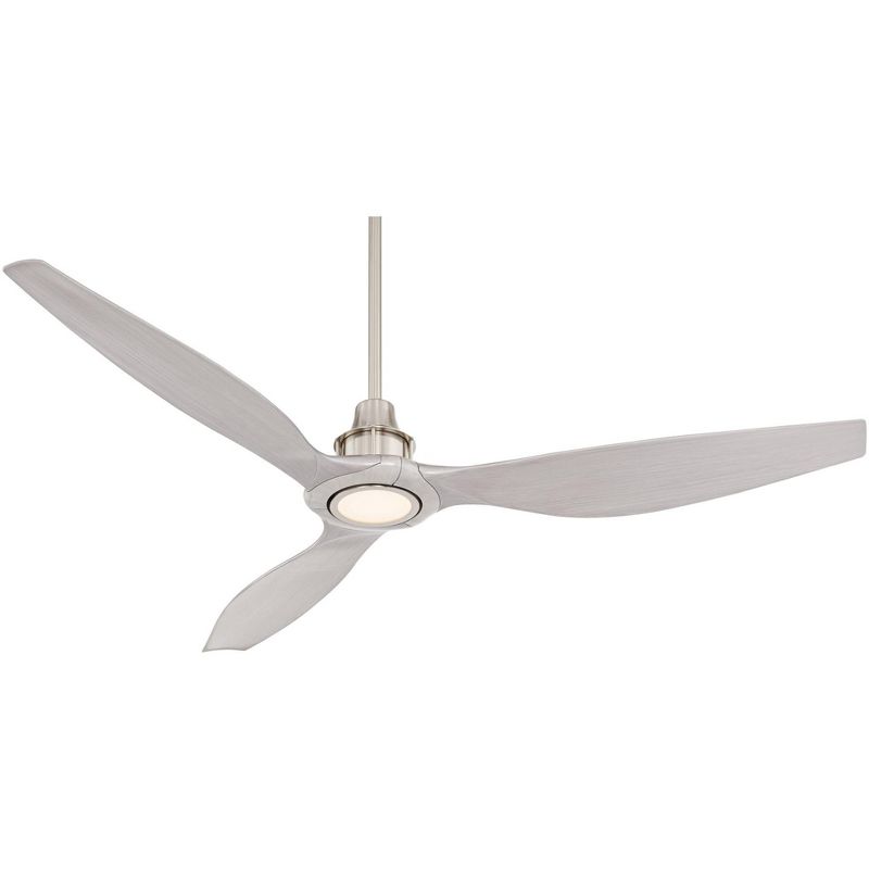 58" Casa Vieja Modern Outdoor Ceiling Fan with Light LED Dimmable Remote Brushed Nickel Silver Blades Damp Rated Patio Porch