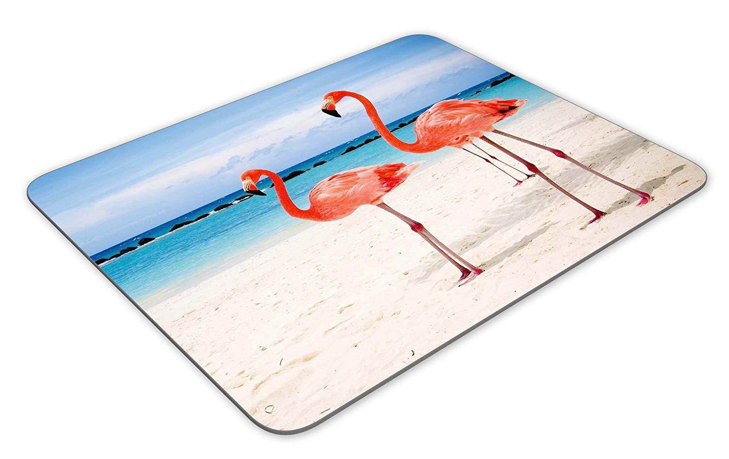 Flamingos Walking on The Beach Mouse pad-Non-Slip Rubber Mousepad-Applies to Games,Home, School,Office Mouse pad