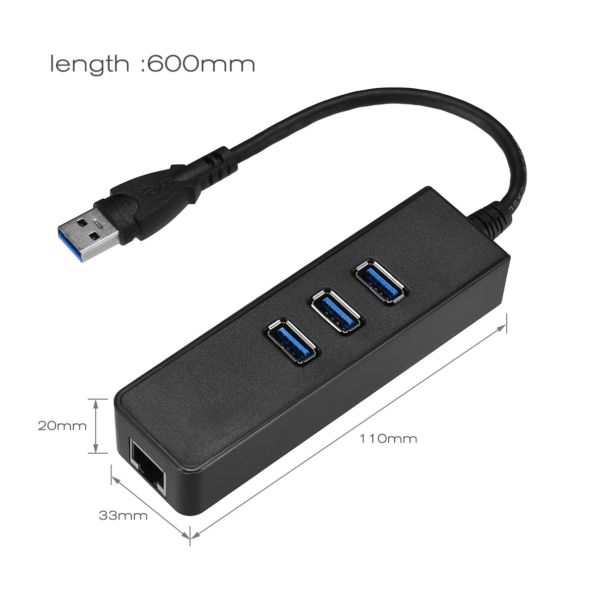 FirstPower 3-Ports USB 3.0 hub Adapter with Gigabit Ethernet Adapter Lan RJ45 interface Network HUB to 1000Mbps Mac PC Laptop