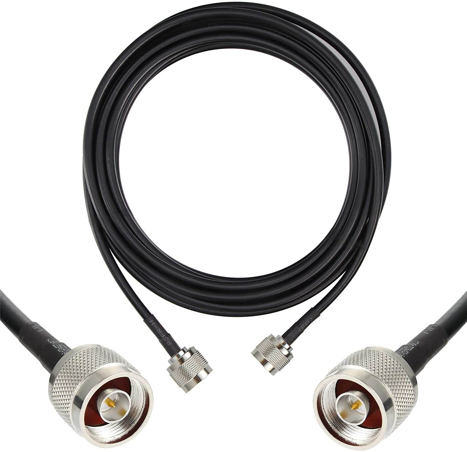 15 ft Low-Loss Coaxial Extension Cable (50 Ohm) N Male to N Male Connector GEMEK Pure Copper Coax Cables for 3G/4G/5G/LTE/ADS-B/Ham/GPS/WiFi/RF Radio to Antenna or Surge Arrester Use (Not for TV)