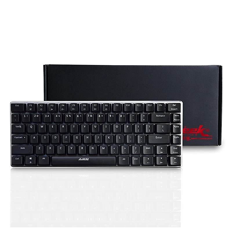 Wired Gaming Keyboard Ajazz AK33 Blue LED Backlit 82 Keys USB Mechanical Pro Gamer Keypad for Office Typists Playing Game Black Switch Black