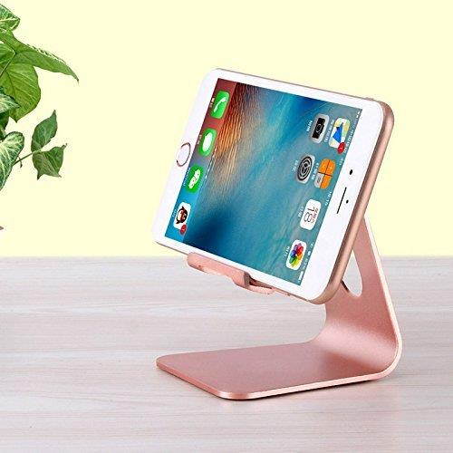 Adjustable Cell Phone Stand Sturdy Aluminum Mobile Stand for iPhones, iPad and Most Android Smartphones/Tablets | Anti Slip and Anti Scratch Rubberized Foot and Nest (Pink)