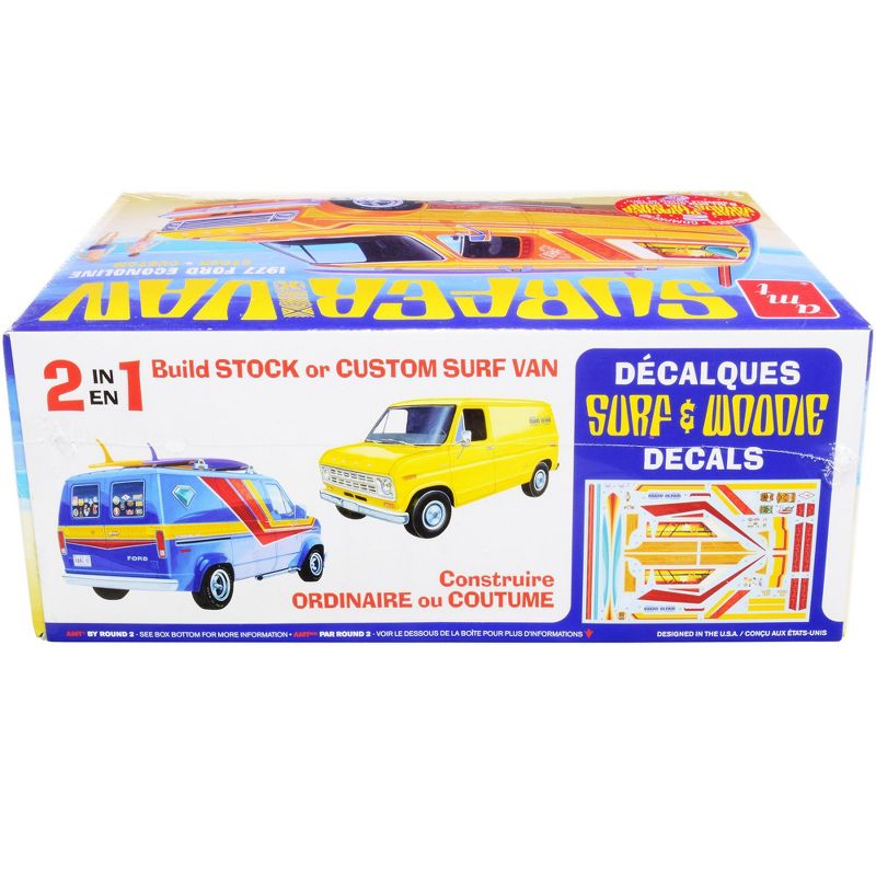 Skill 2 Model Kit 1977 Ford Econoline Surfer Van with Two Surfboards 2-in-1 Kit 1/25 Scale Model by AMT