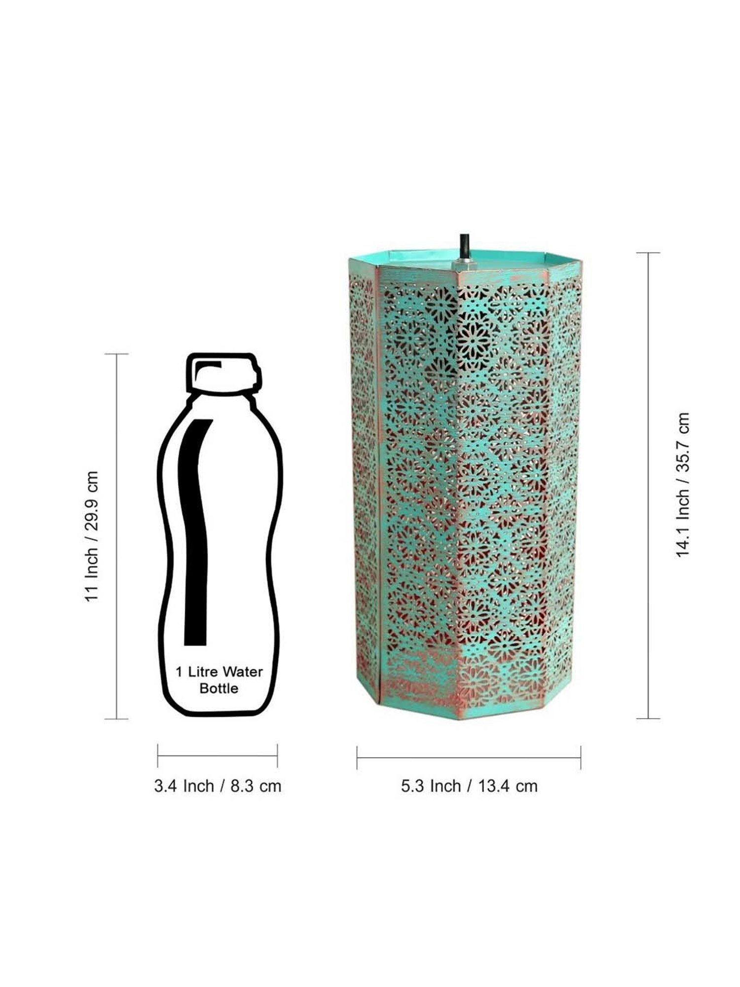 ExclusiveLane 'Morrocan Waves' Turquoise Blue & Red Iron Hand-Etched Pendant Lamp - Set of 1