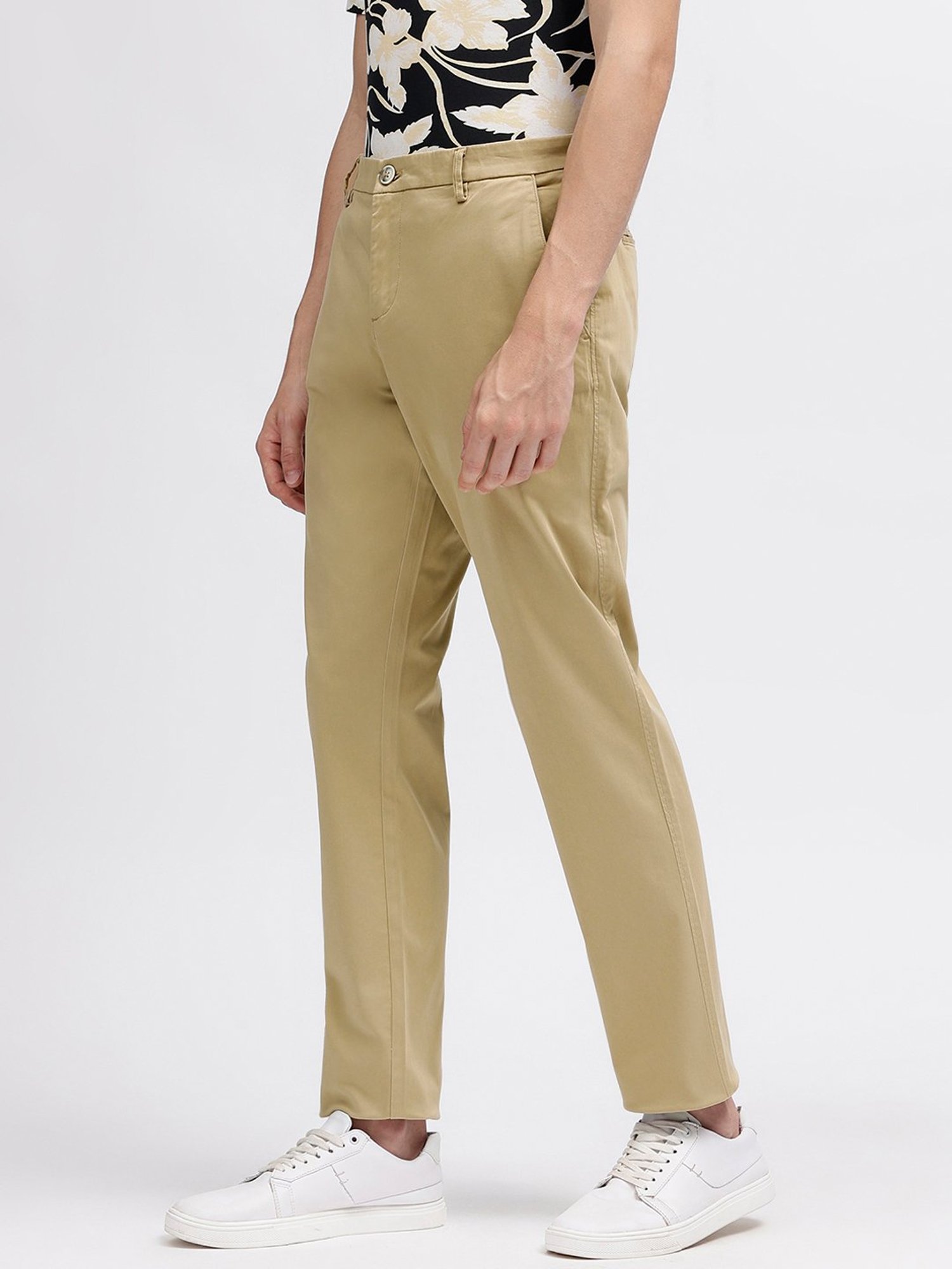 Bruun & Stengade Beige Regular Fit Flat Front Trousers