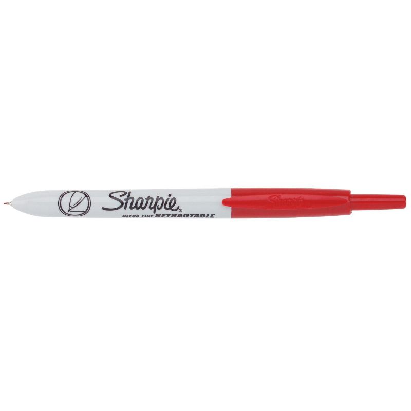 Sharpie Retractable Permanent Marker, Ultra Fine Tip, Red, pk of 12