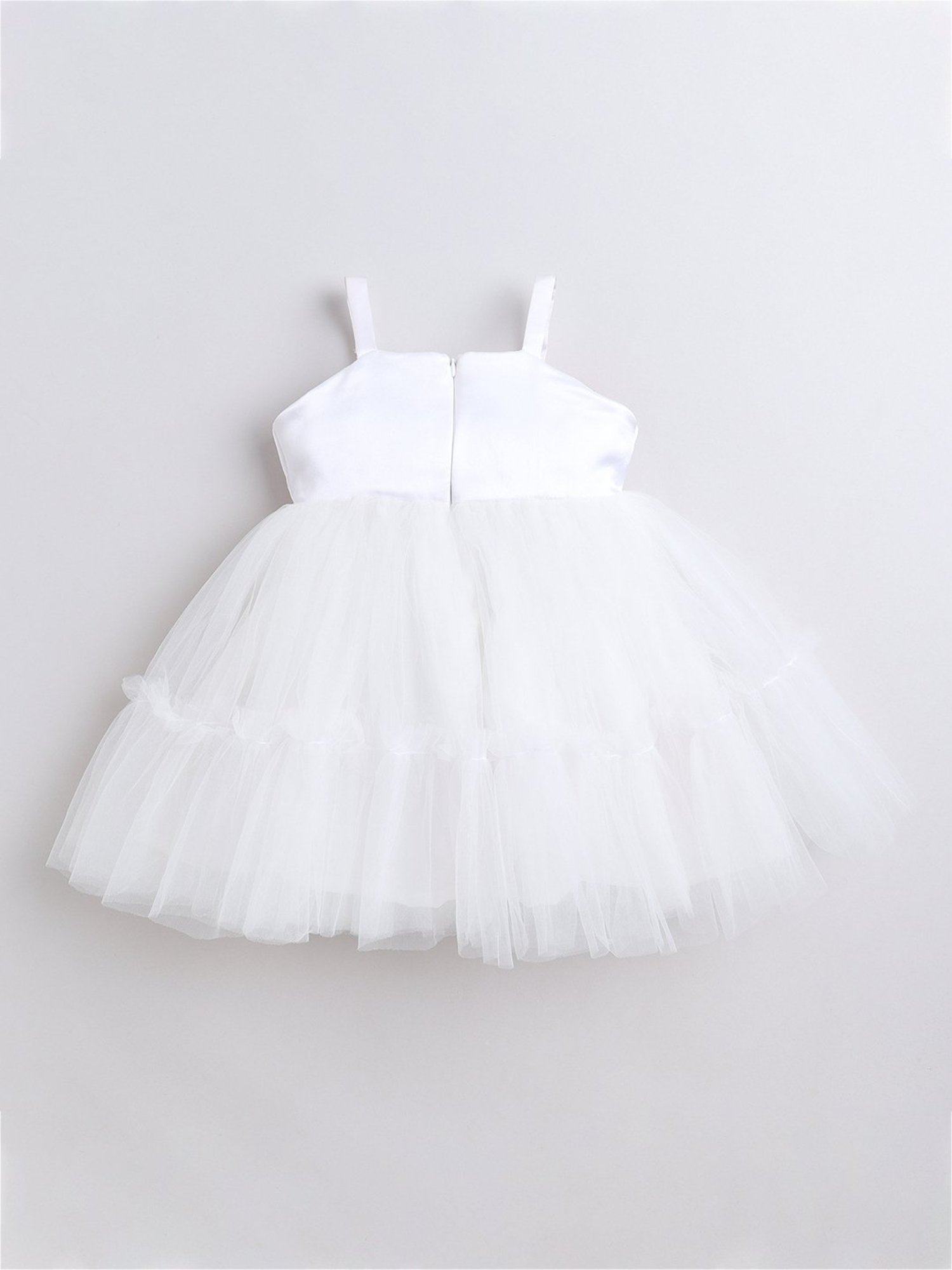 Many Frocks Kids White Solid Dress