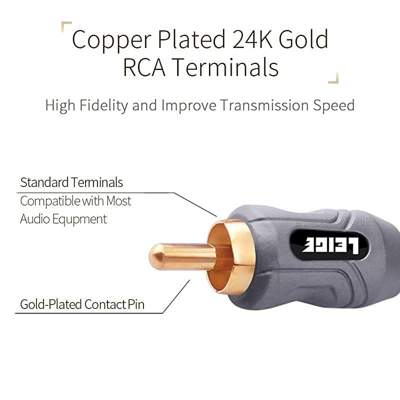 1ft 2 Male to 1 Female RCA Y Adapter Splitter Connector (2 Pack) (2 Male to 1 Female) (2M1F)