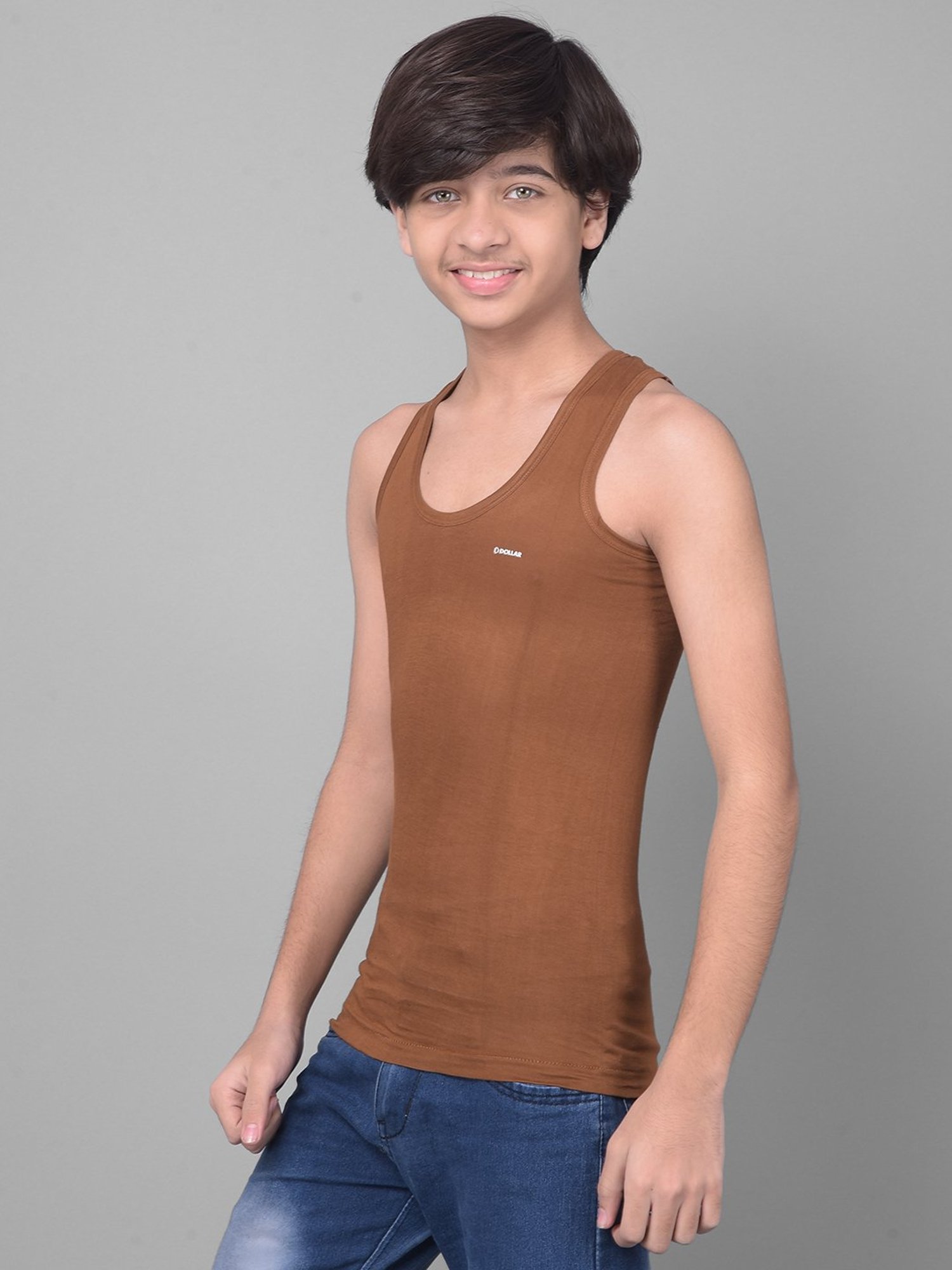 Dollar Bigboss Boys Multicolor Solid Vest (Pack Of 4)