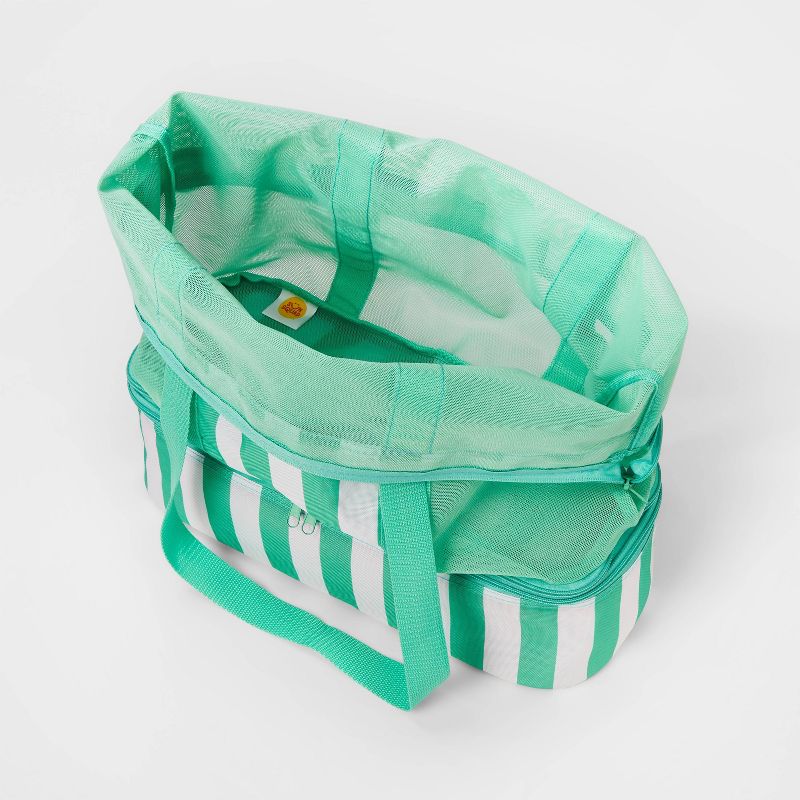 2 in 1 Cooler Tote Teal/White - Sun Squad™