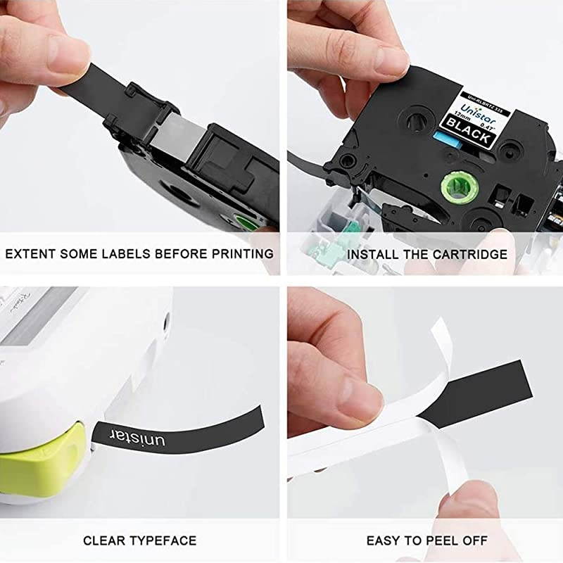 Compatible Label Tape Replacement for DYMO Label Cassette 1/2 Inch 12mm Black on White Tape D1 45013 S0720530 for Label Maker 280 160 360D 420P 450D Refill Cartridge, 5 Pack