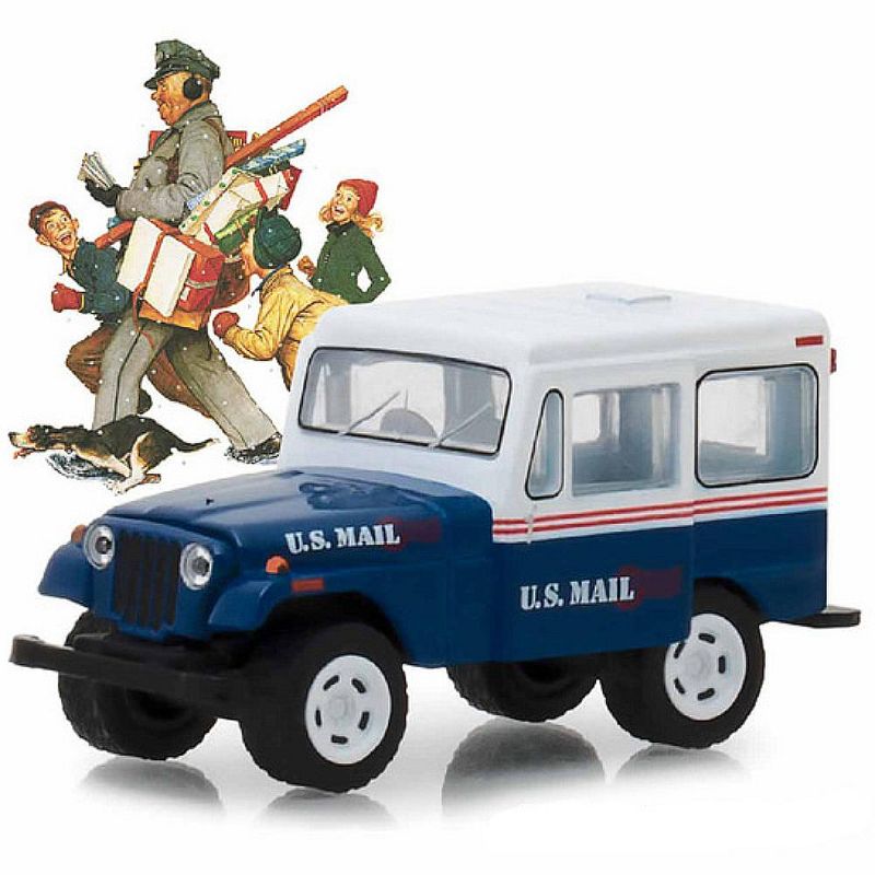 1971 Jeep DJ-5 Blue with White Top U.S. Mail 1/64 Diecast Model Car by Greenlight