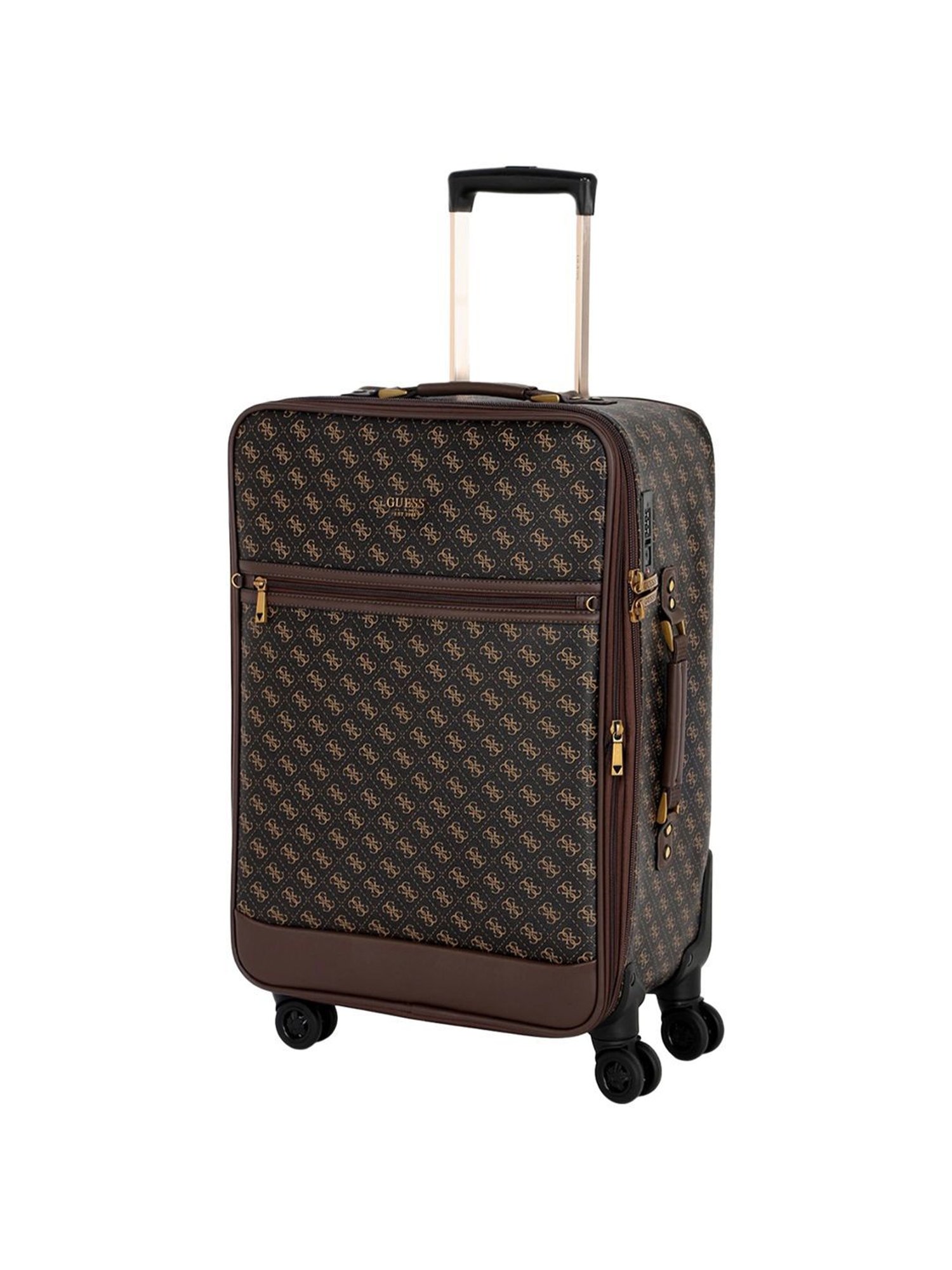 Guess Brown 8 wheels Medium Soft Cabin Trolley Bag