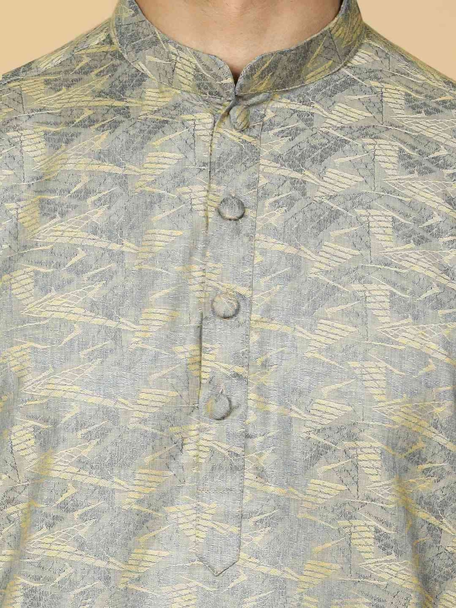 TABARD Blue Cotton Regular Fit Self Pattern Kurta Bottom Set