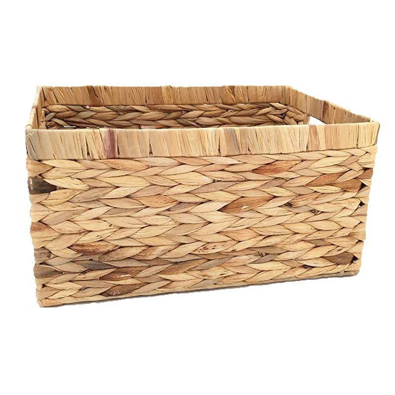 Woven Natural Water hyacinth Rectangular Storage Baskets with inside HandleLarge