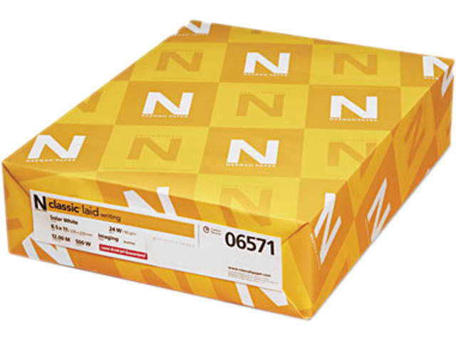 Neenah Paper 06571 Classic Laid Stationery Writing Paper, 24-lb., 8-1/2 x 11, Solar White, 500/Ream