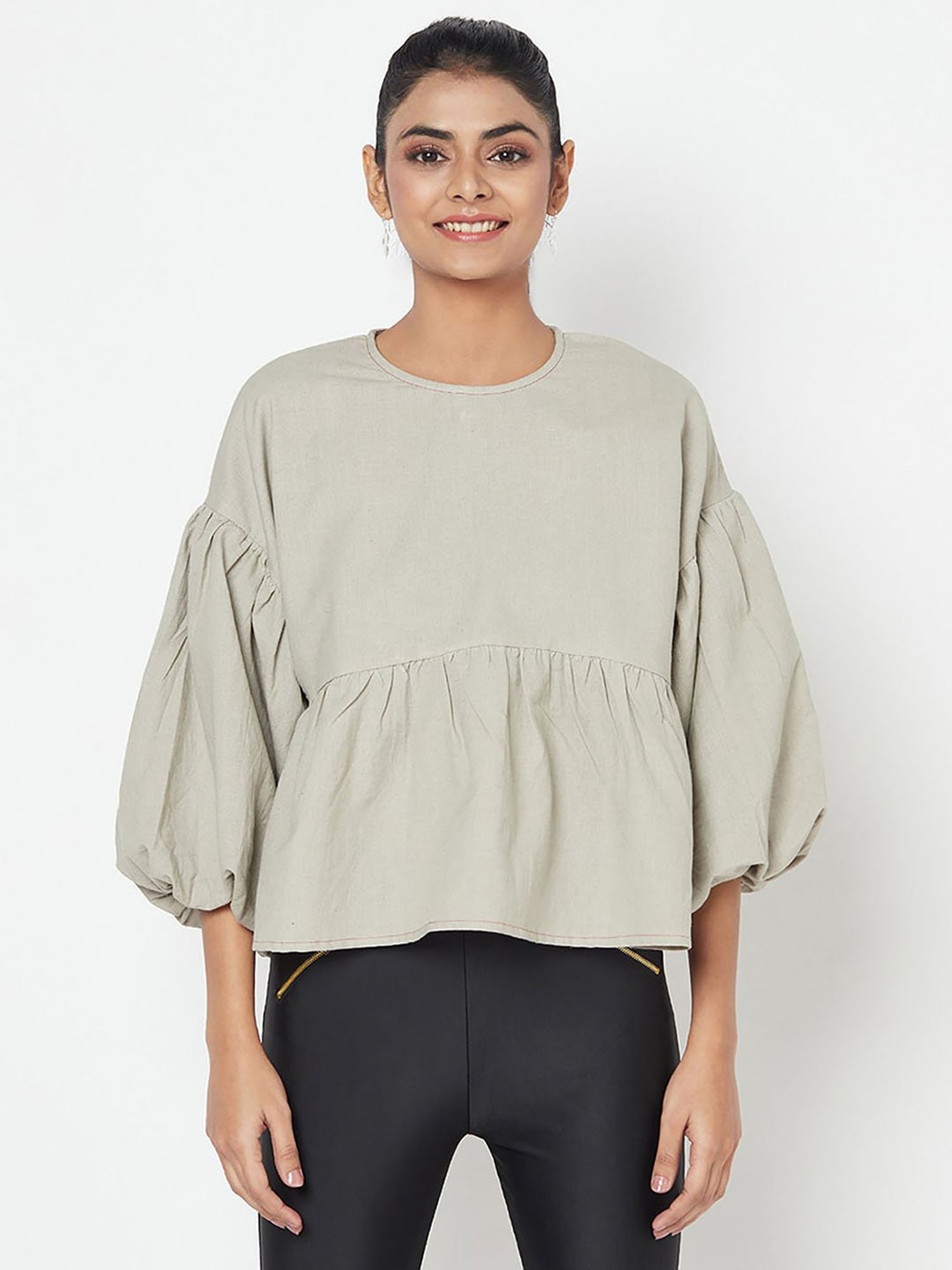 Fabindia Grey Cotton Top