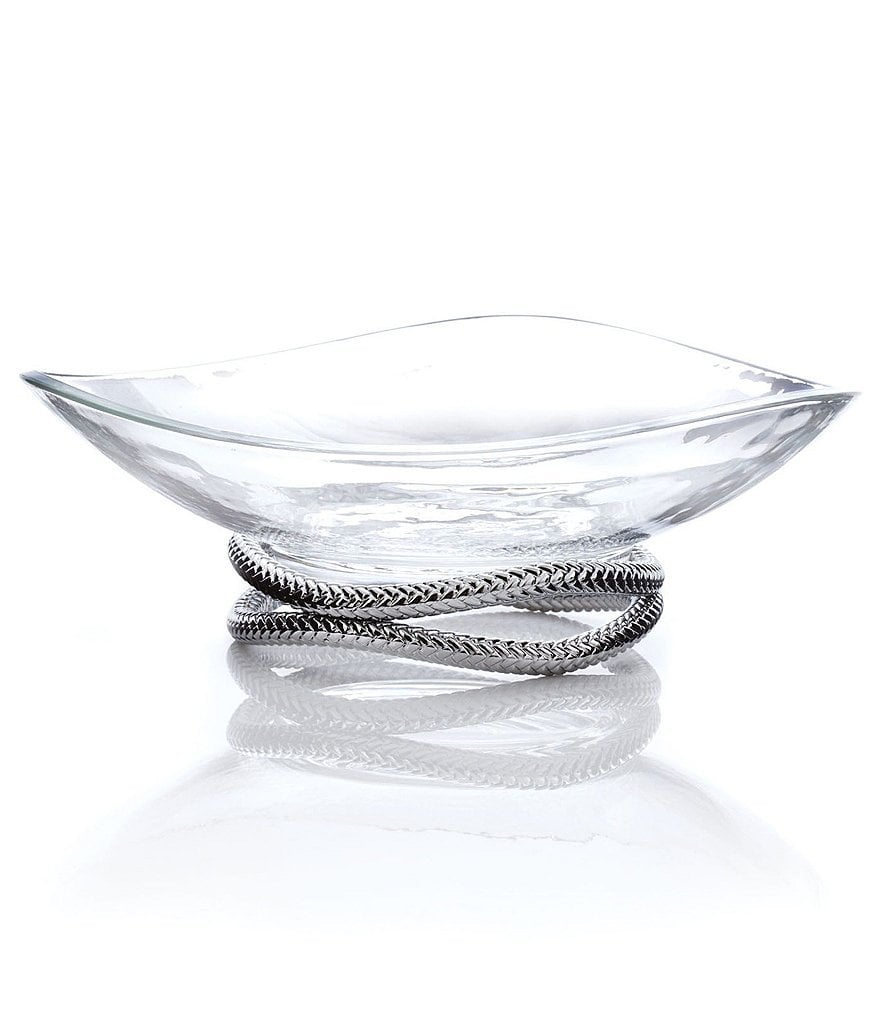 Nambe Braid Stand Glass Bowl