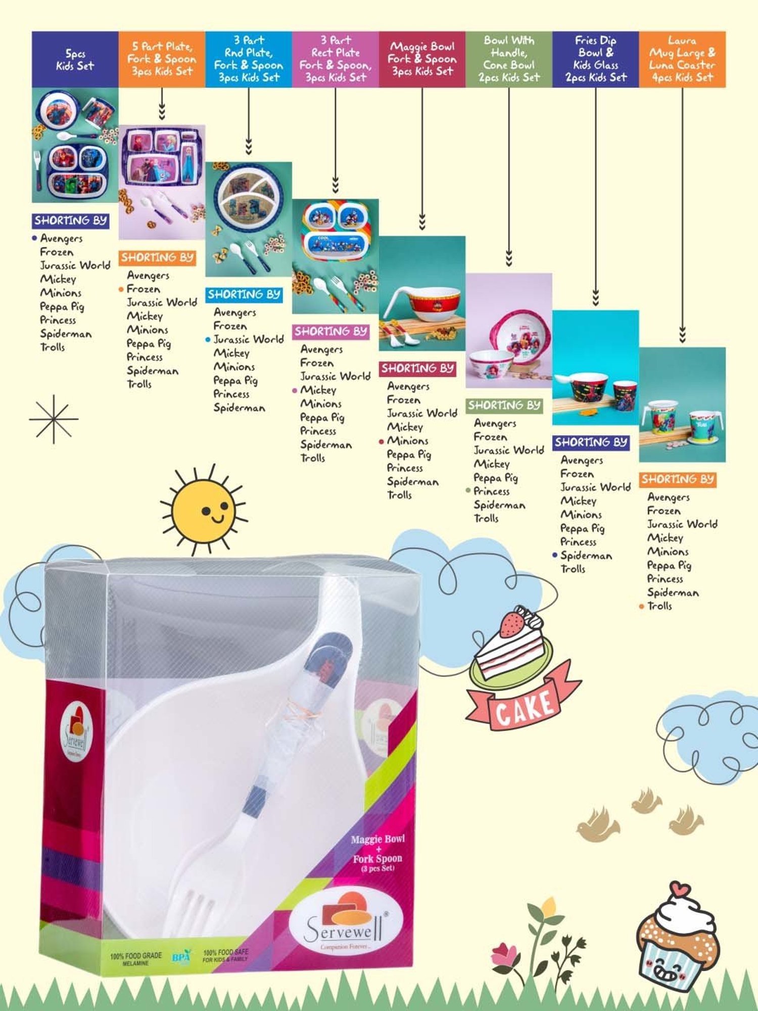 Servewell Avengers Melamine Maggie Bowl - Set of 3