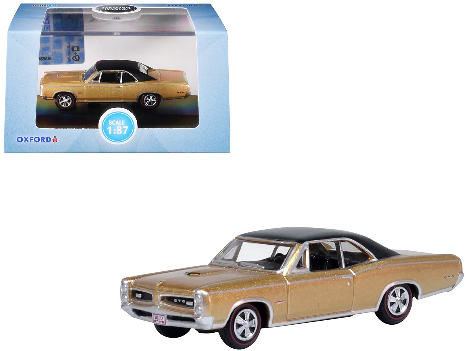 1966 Pontiac GTO Martinique Bronze Metallic with Black Top 1/87 (HO) Scale Diecast Model Car by Oxford Diecast