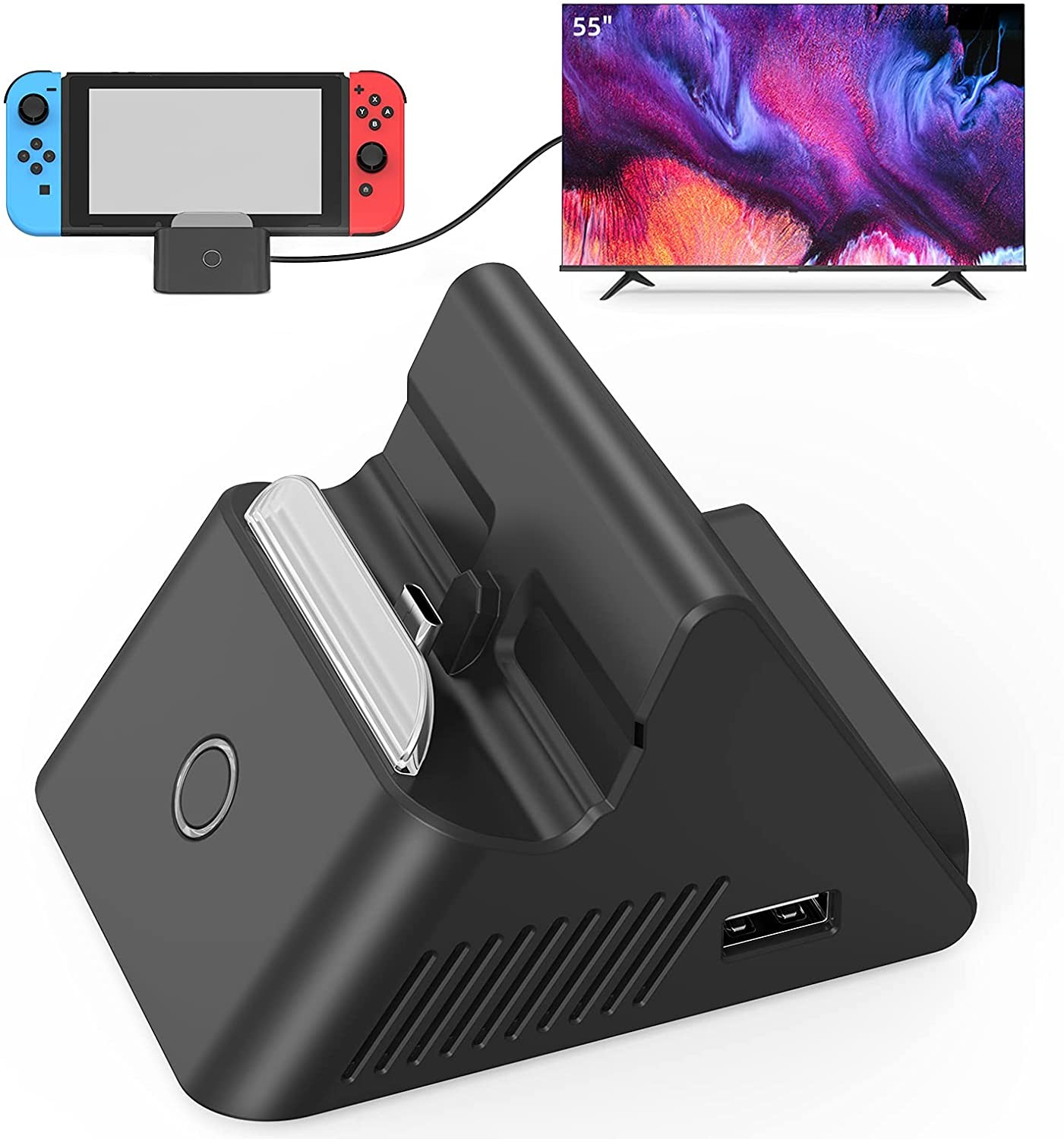HEYSTOP Switch Dock for Nintendo Switch with HD HDMI, Portable Docking Station Replacement for Original Nintendo Switch Dock, TV Dock Compatible with Nintendo Switch with Type-C and USB 3.0 Port