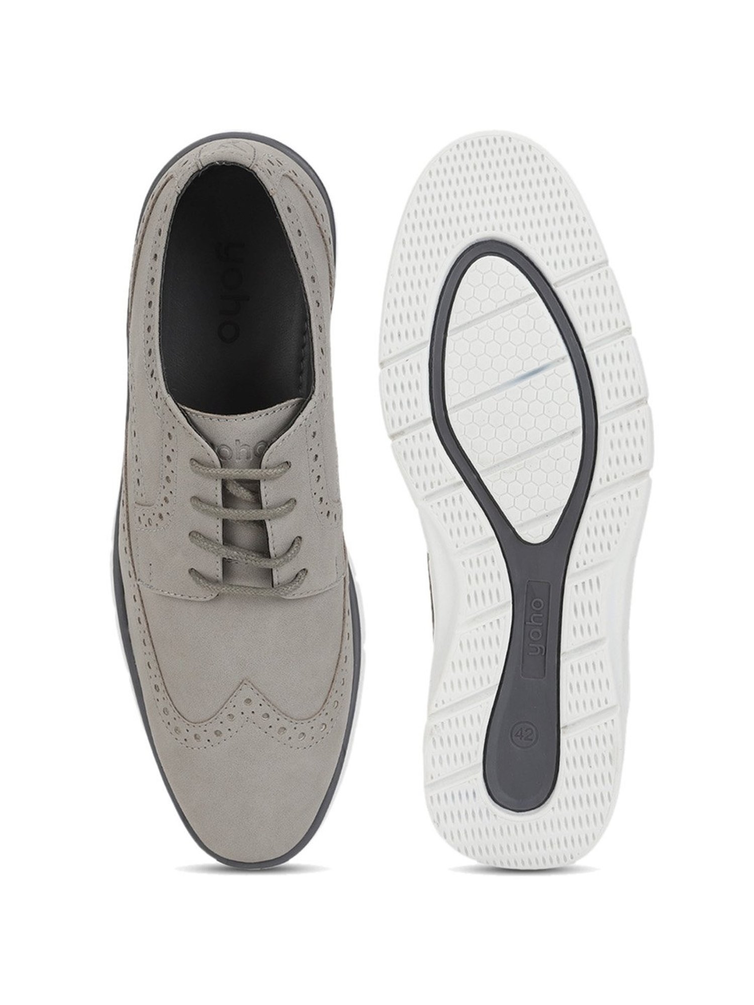 Yoho Men's Dove Grey Brogue Shoes