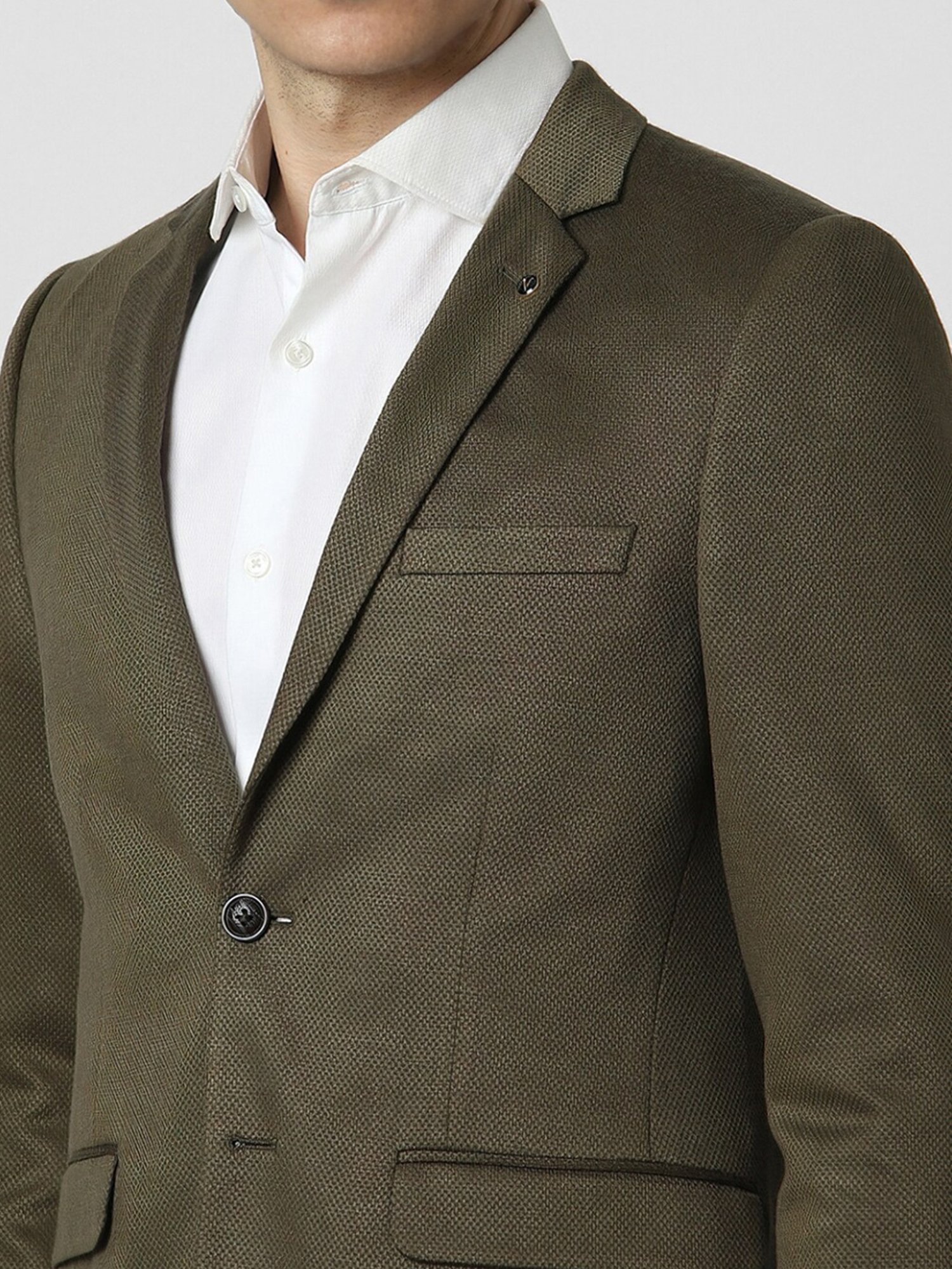 Van Heusen Green Slim Fit Texture Blazer
