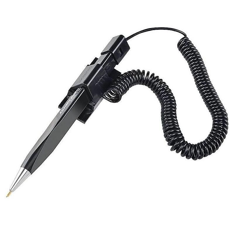 MMF Industries Wedgy Secure Ballpoint Stick Coil Pen with Scabbard Base Black Ink Fine 25828604