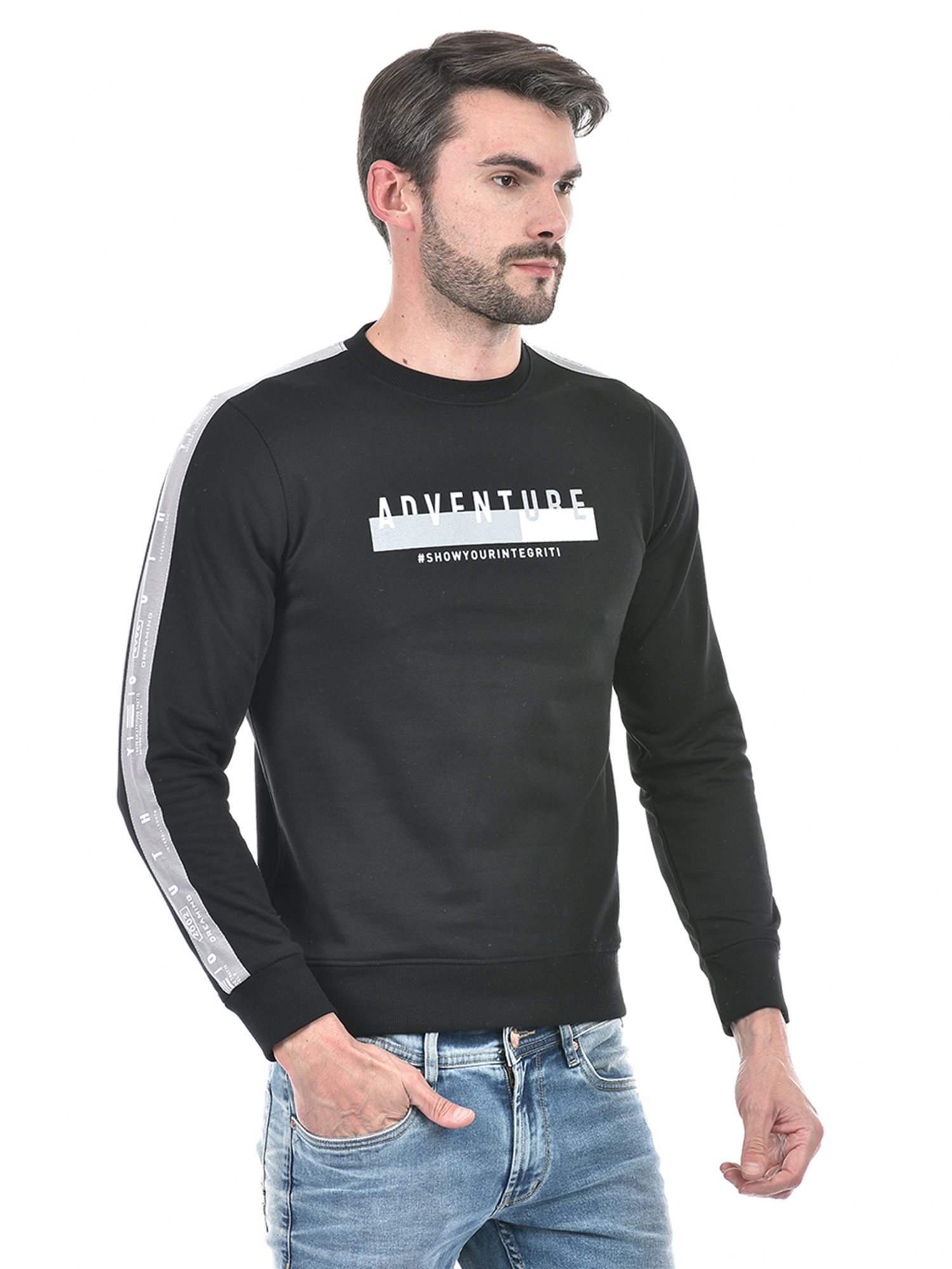 Integriti Black Regular Fit Printed Sweatshirt