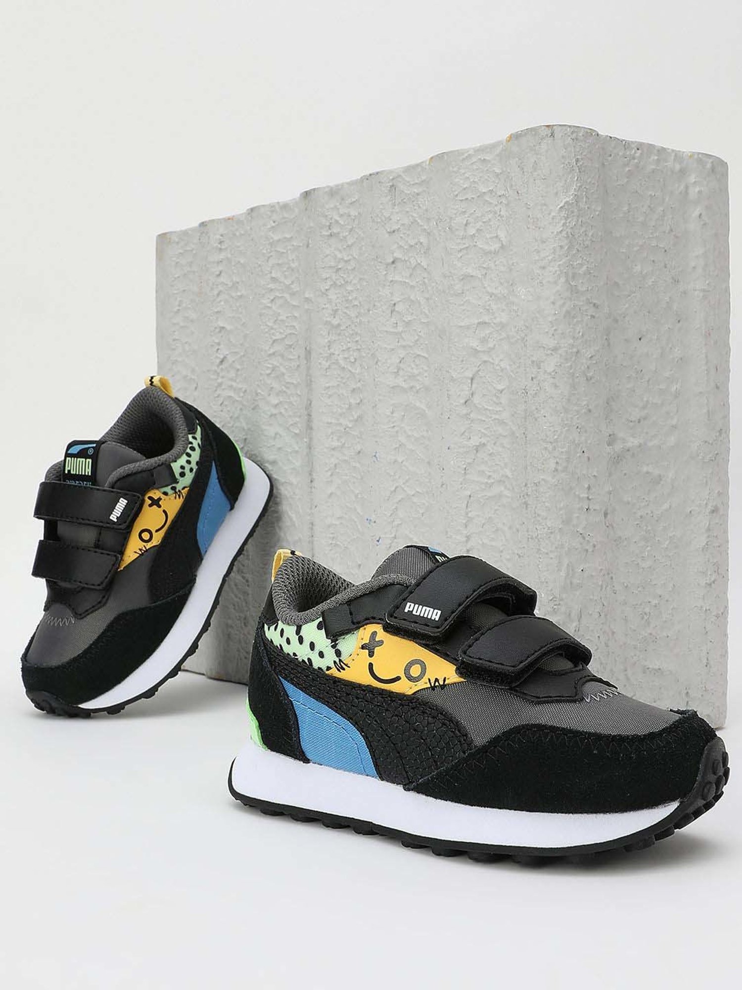 Puma Kids Rider FV Mix Match Grey & Black Casual Sneakers