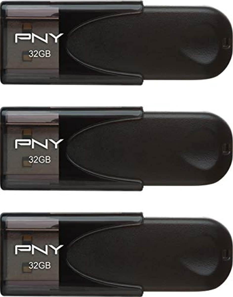 PNY Attache USB 2.0 Flash Drives, 32GB 3-Pack, Black (P-FD32GX3ATT4-GE)
