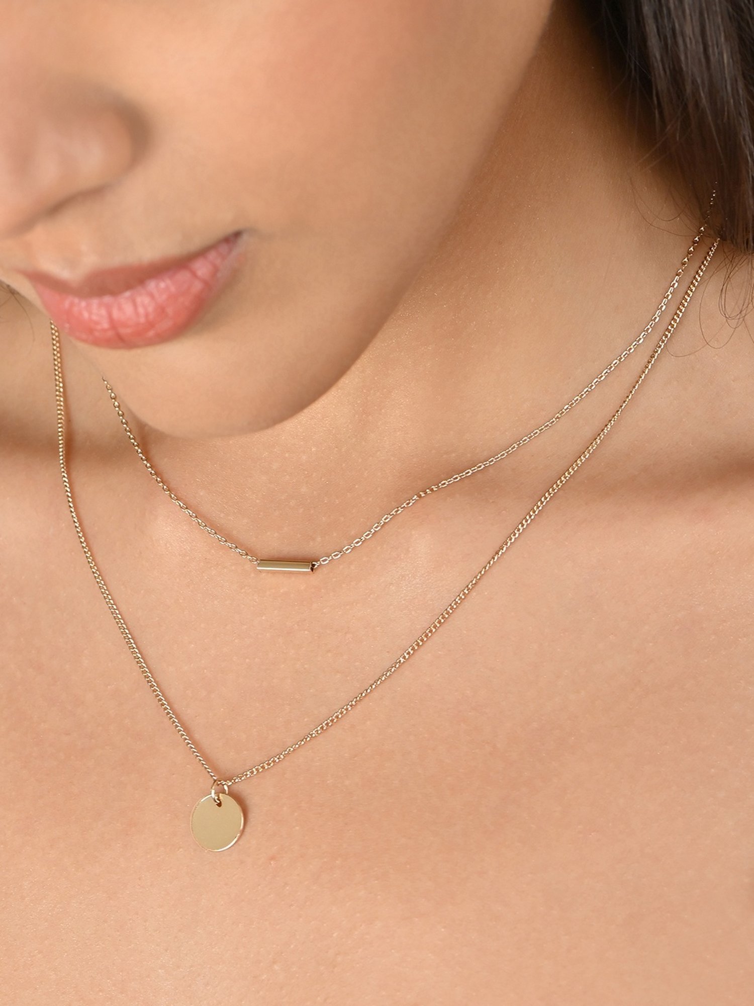 Toniq Gold-Plated Geometric Layered Necklace