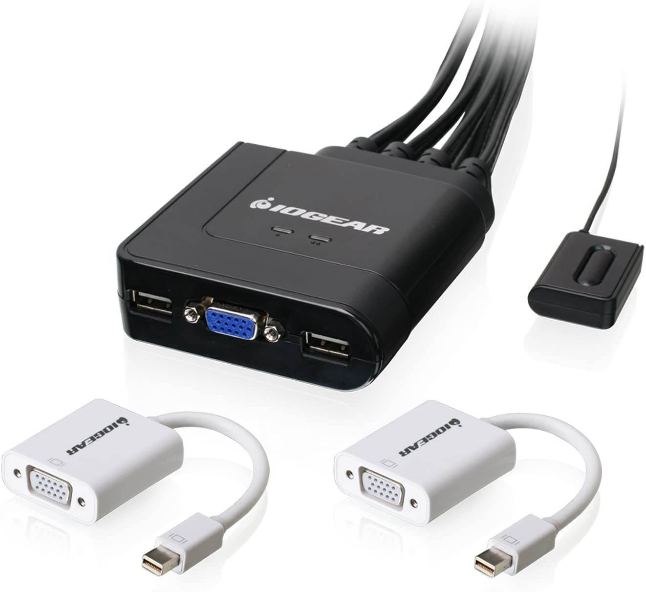IOGEAR 2-Port VGA and Mini DisplayPort Cable KVM Kit with Audio GCS72MDPKIT