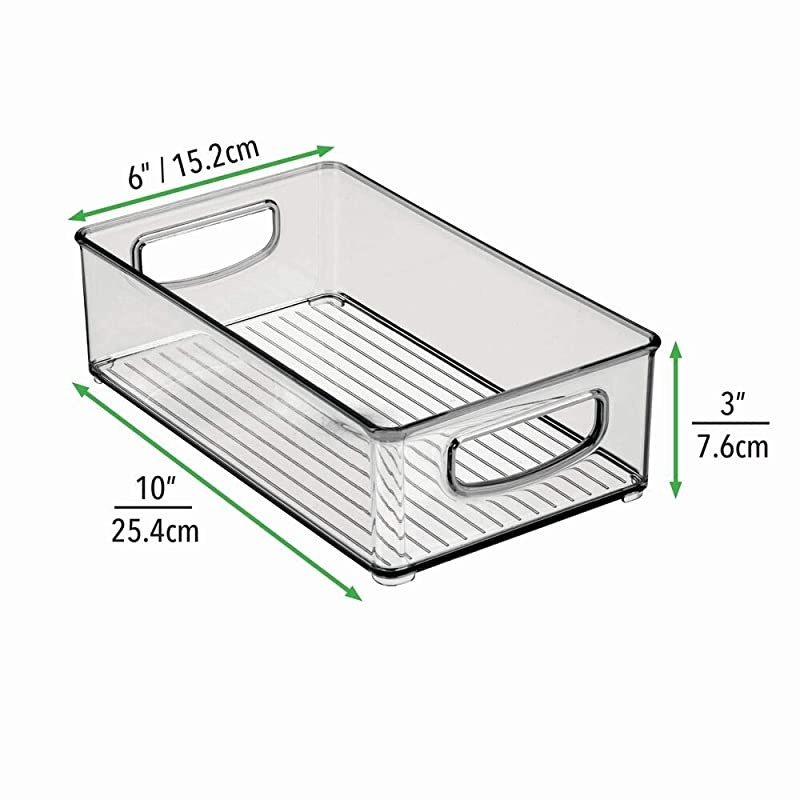 Stackable Plastic Home Office Storage Organizer Container with Handles for Cabinets, Drawers, Desks, Workspace - BPA Free - for Pencils, Highlighters, Notebooks - 6" Wide, 4 Pack - Smoke Gray