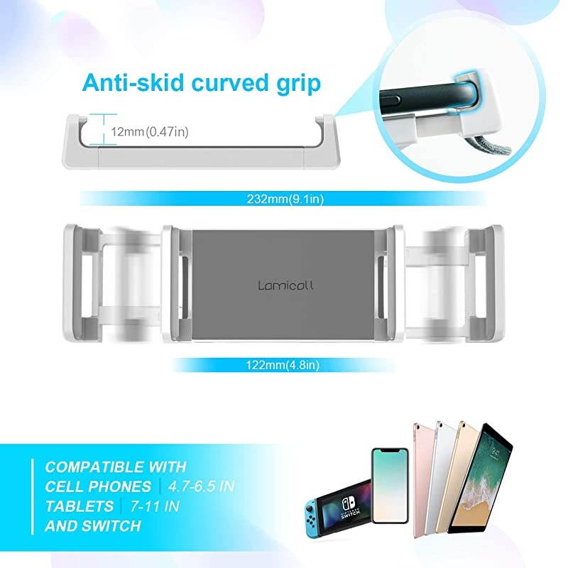 Gooseneck Tablet Holder  Tablet Stand Flexible Arm Clip Tablet Mount Compatible with iPad Mini Pro Air Switch Galaxy Tabs More 47105 Devices Gray