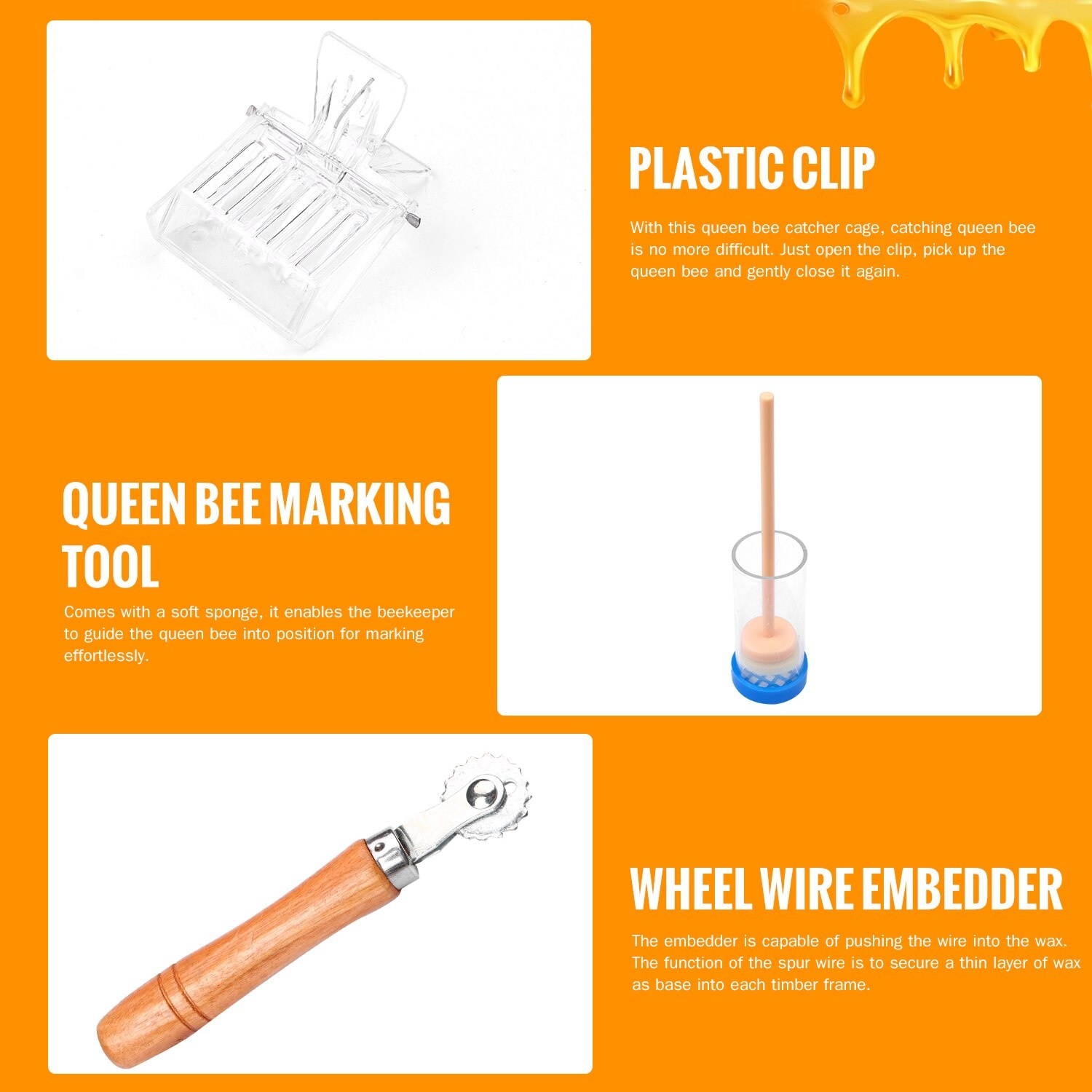 9-Piece Beekeeping Tool Kit Bee Rearing Equipment Includes 1 Bee Repellent Tool 1 Bee Hive Frame Grip 1 Brush 1 Water Feeder