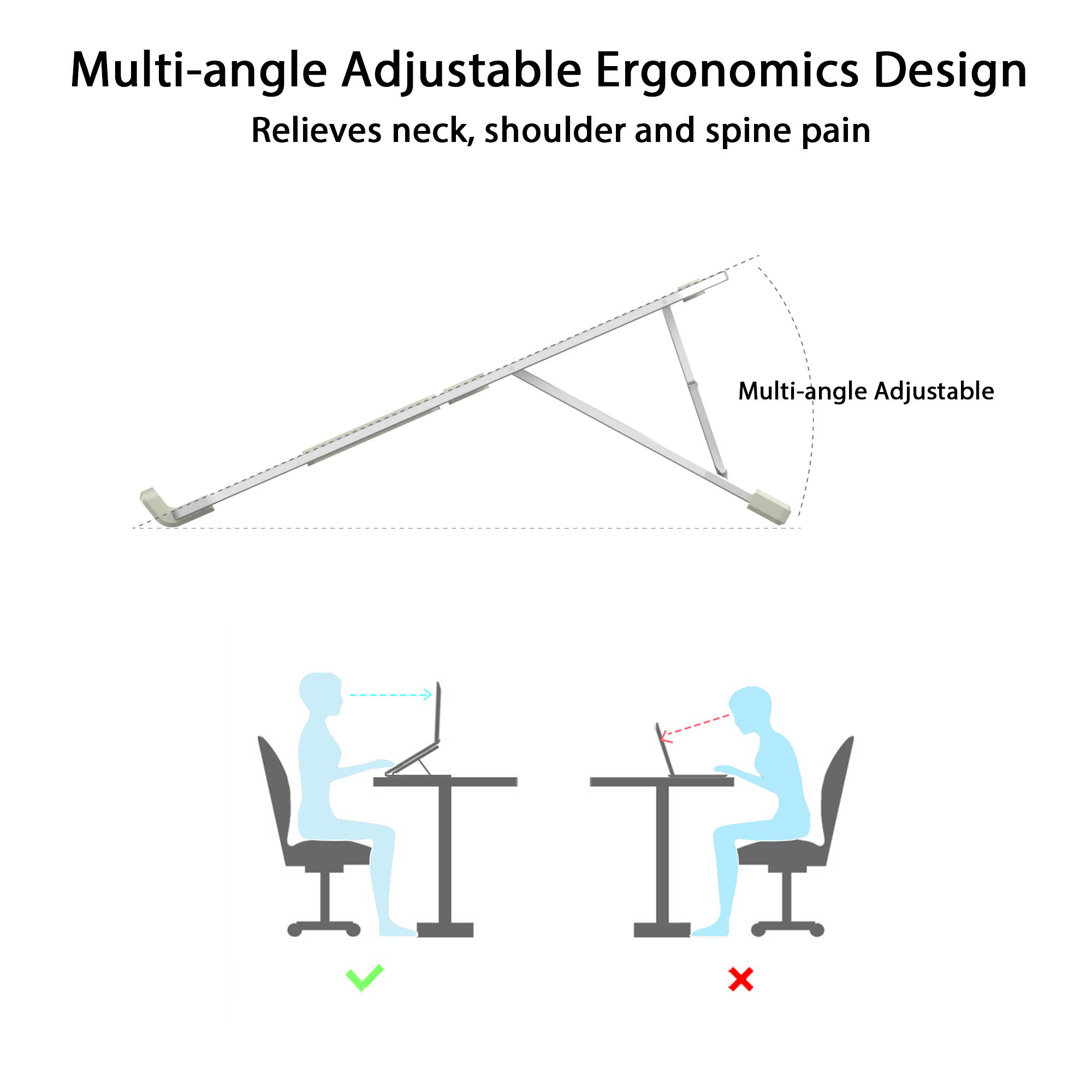 Laptop Stand for Desk - Adjustable Aluminum Drawing Tablet Stand Laptop Riser Portable Tablet Holder Stand Compatible with MacBook Air Pro, ipad Pro HP, Dell, Lenovo More 10-17" Laptops